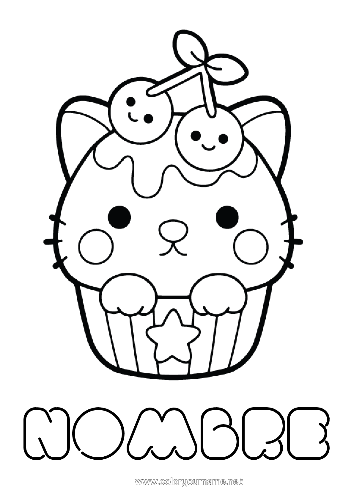 Nº de colorear 2798 - Kawaii Cereza Frutas