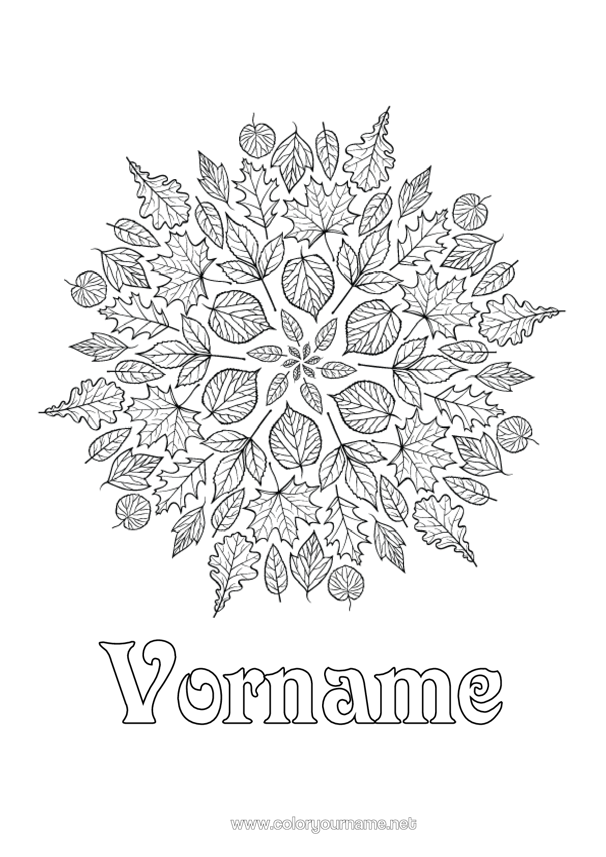 Malvorlage Nr.2887 - Mandala Herbst Blätter
