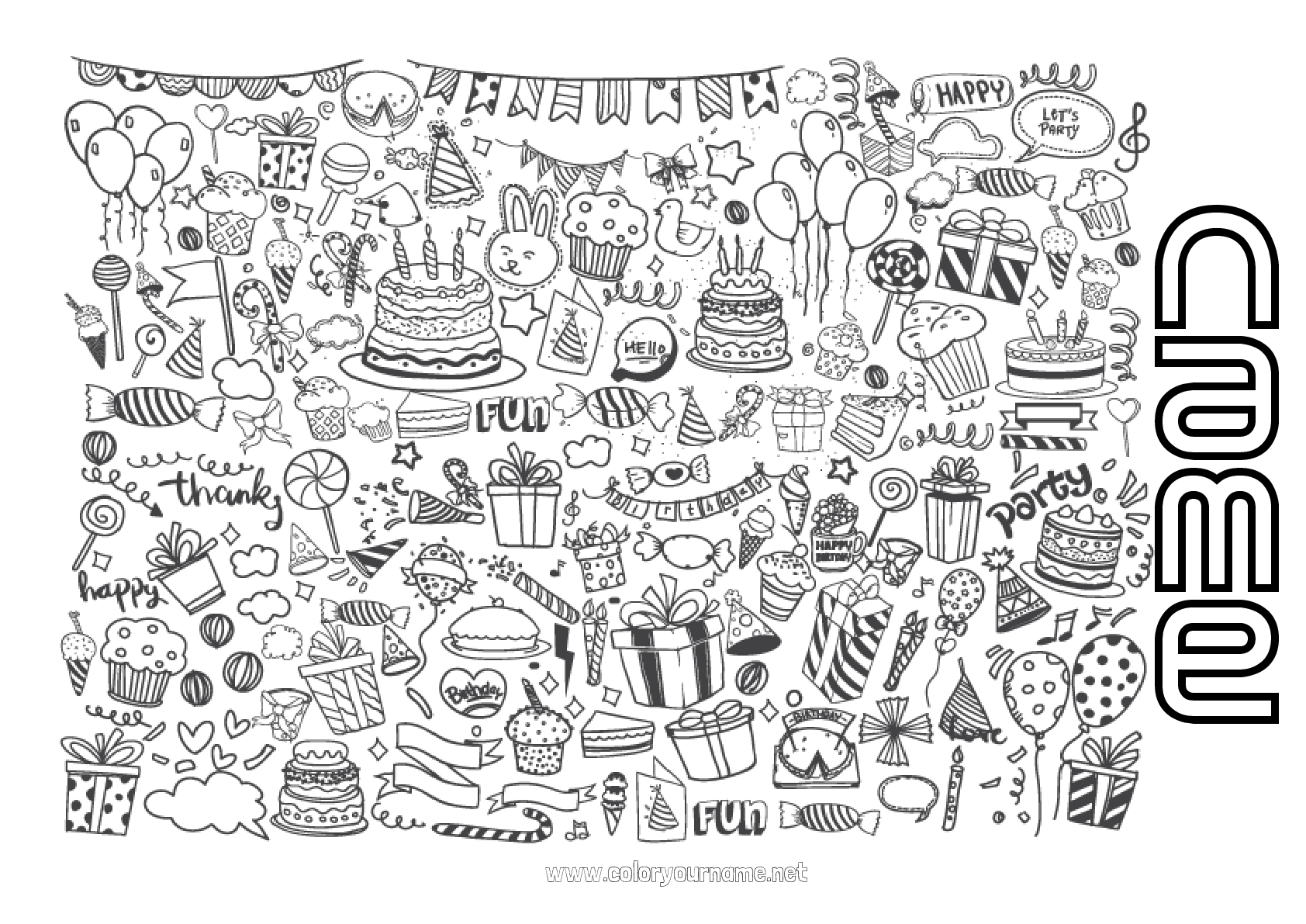 Happy Birthday ! : 101 free customizable coloring pages to print - Page 4