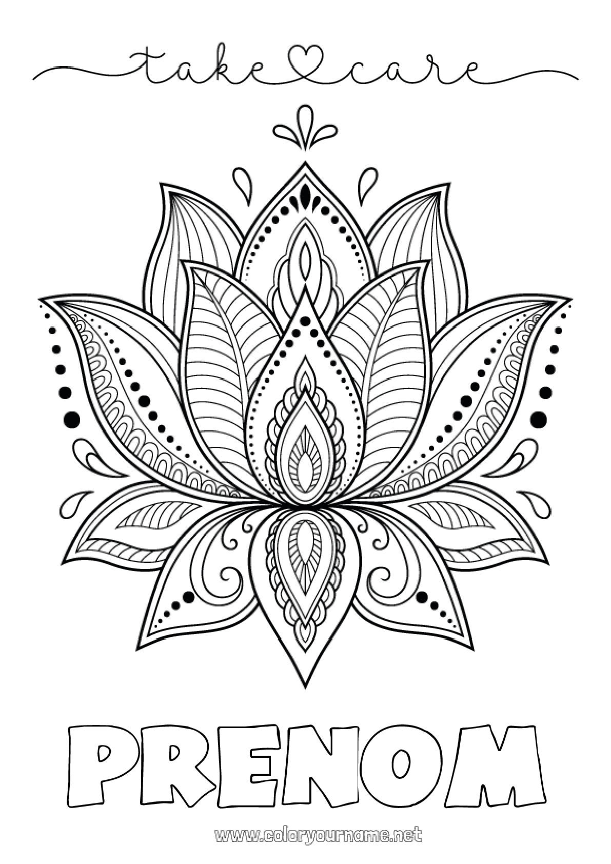 Mandala Fleur De Lotus A Imprimer Coloriage n°302 - Fleurs Calme et zen Malade