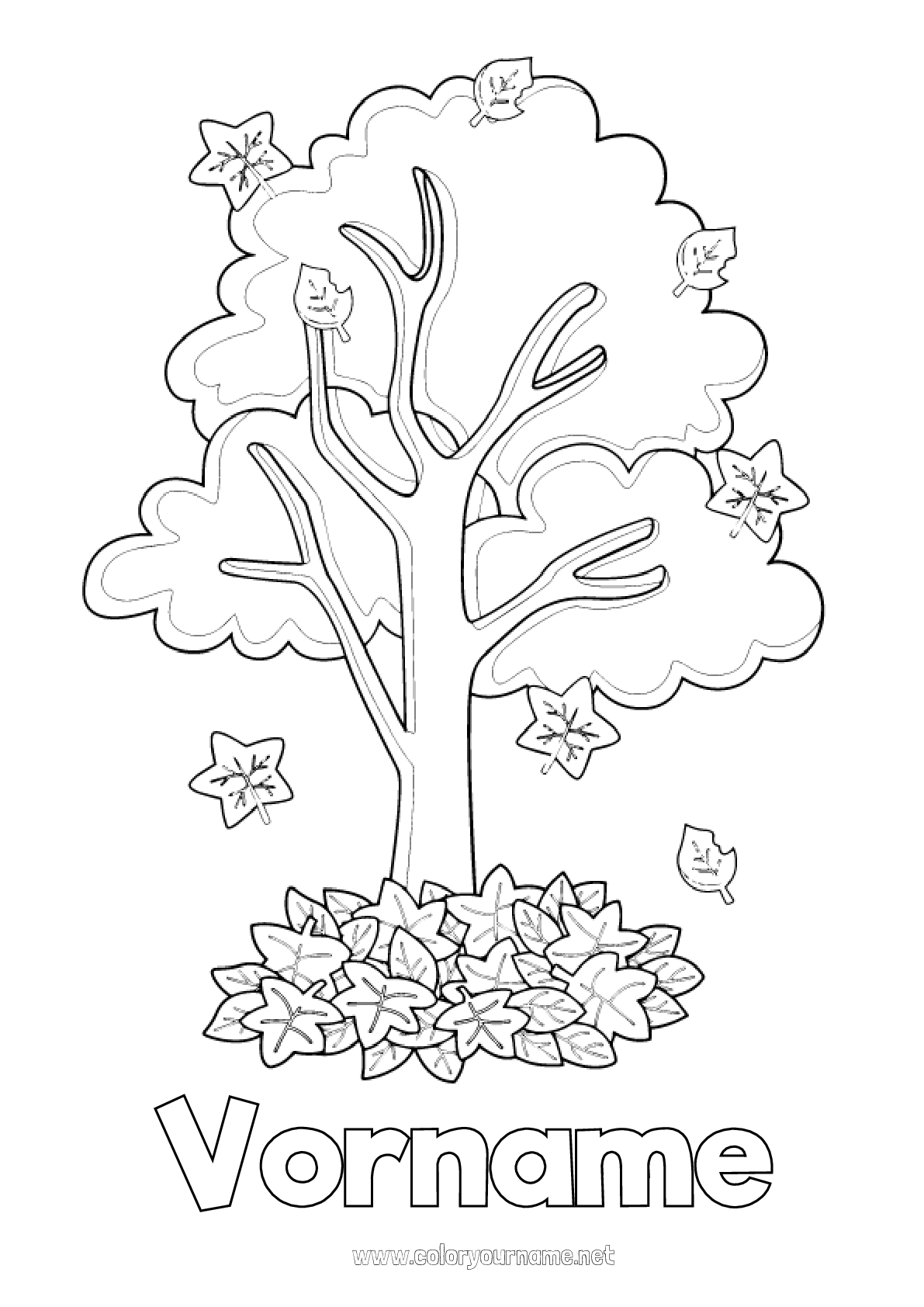  Malvorlage Nr.3036 - Herbst Blätter Baum 