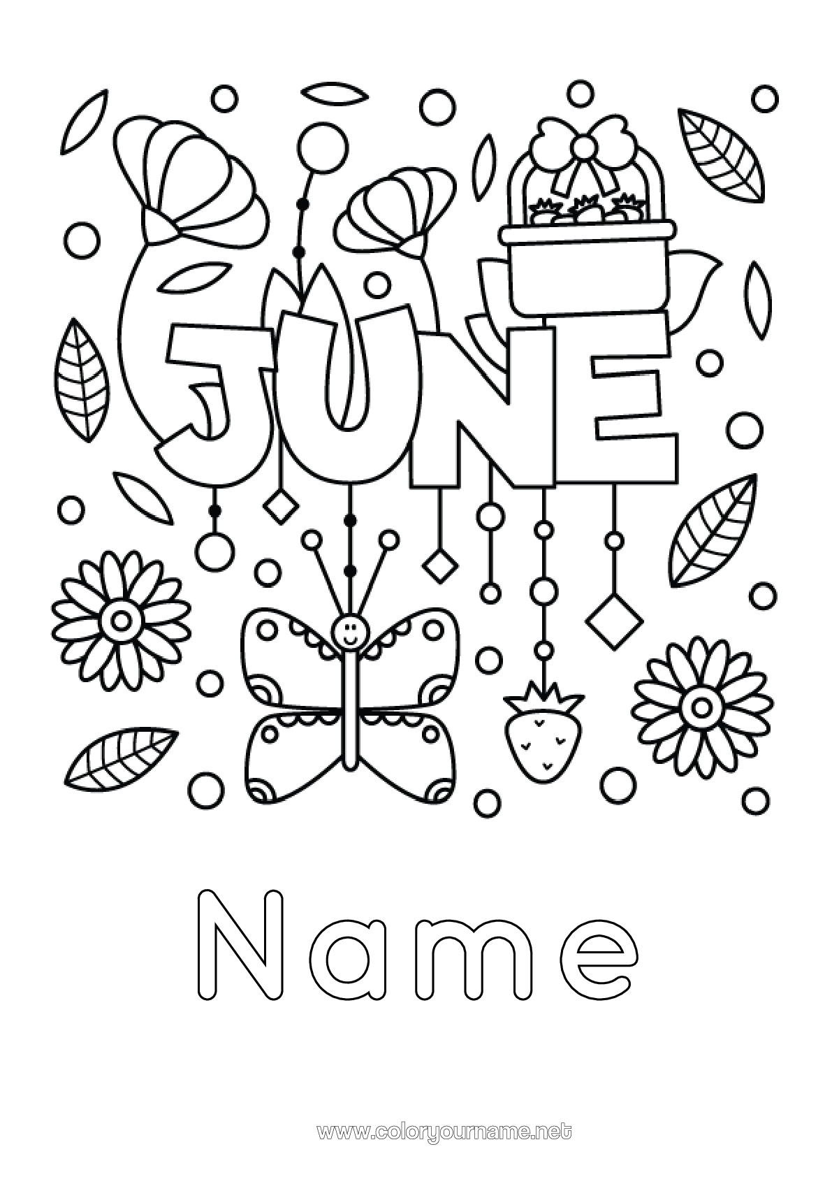 Coloring page No.3056 - Butterfly Basket Fruits