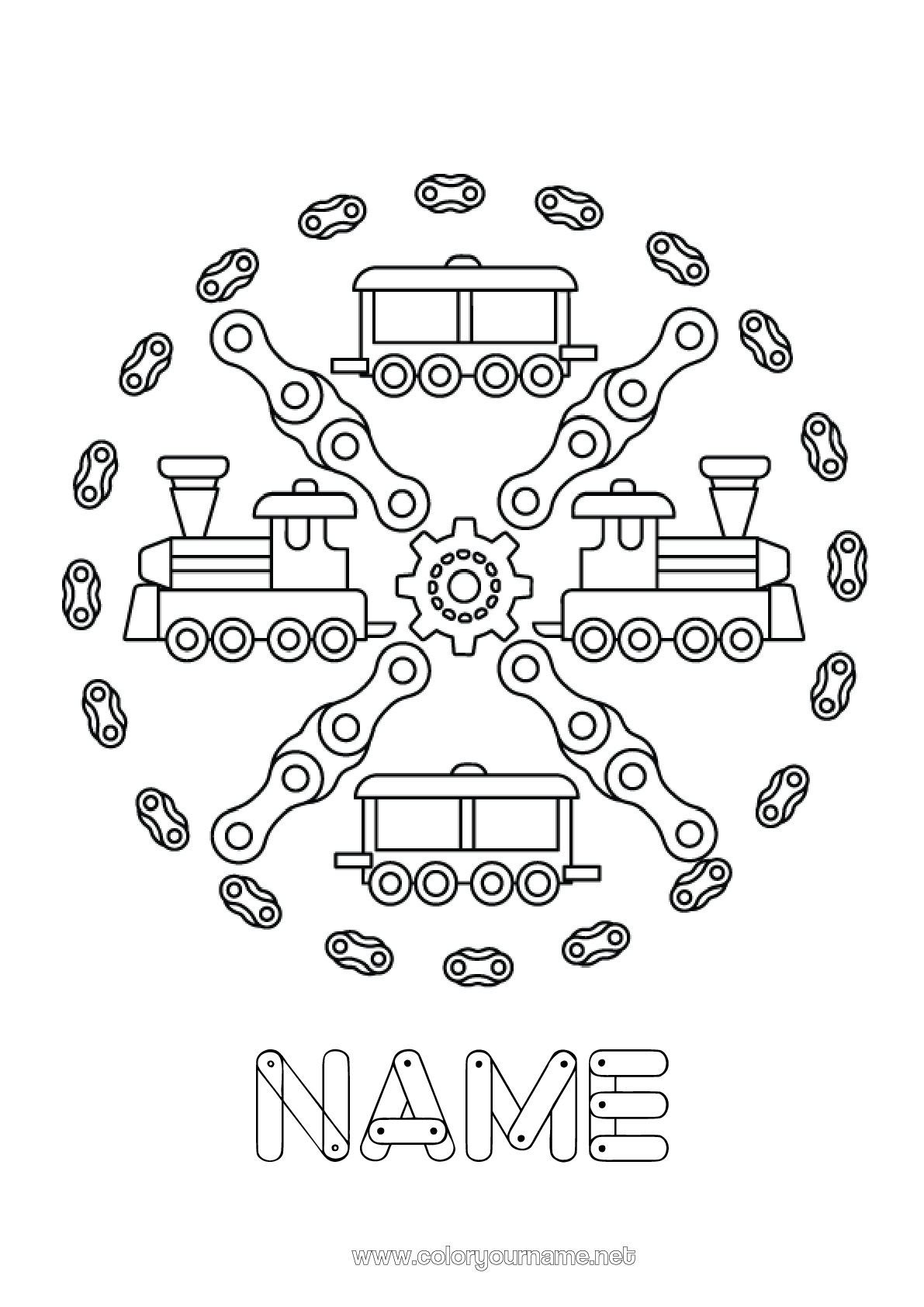 Coloring page No.3089 - Mandala Vehicles Train