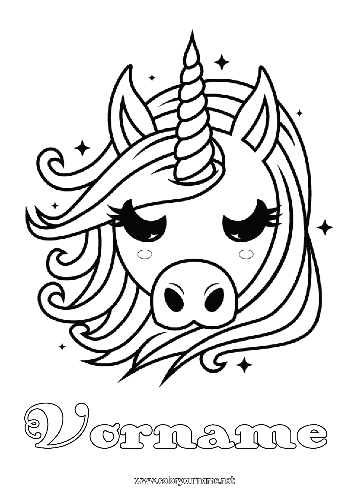 Malvorlage Nr.3092 - Kawaii Einhorn Tier