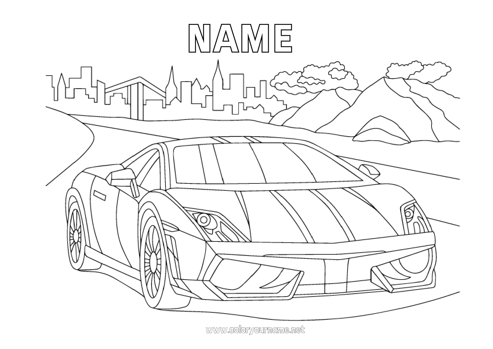 Coloriage n°343 - Véhicules Voiture Course