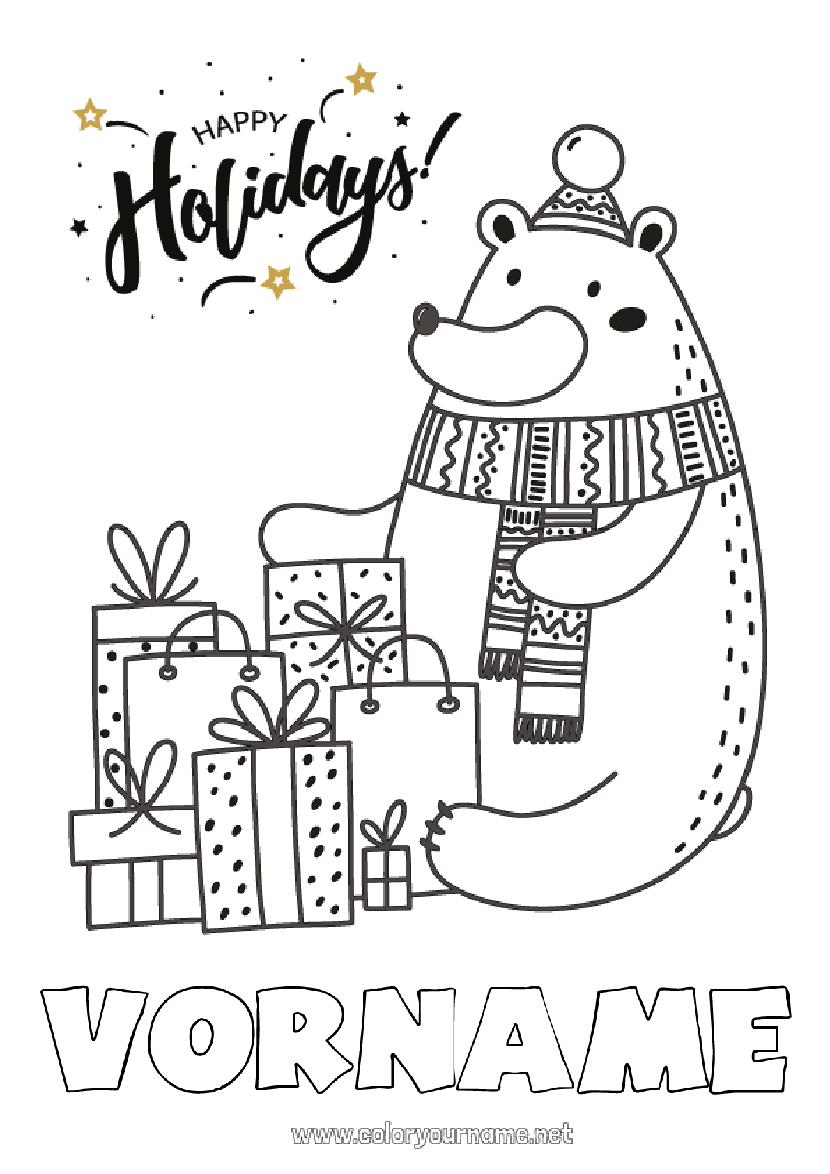 Malvorlage Nr.314 - Bär Geschenke Weihnachten
