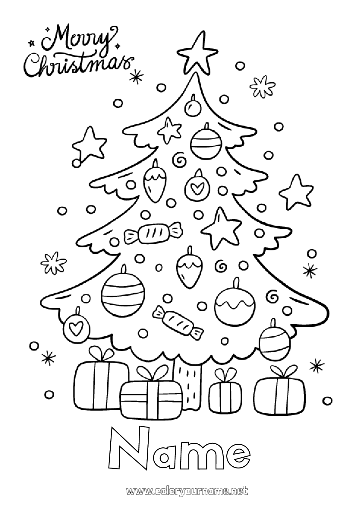 Coloring page No.317 - Gifts Christmas tree Christmas