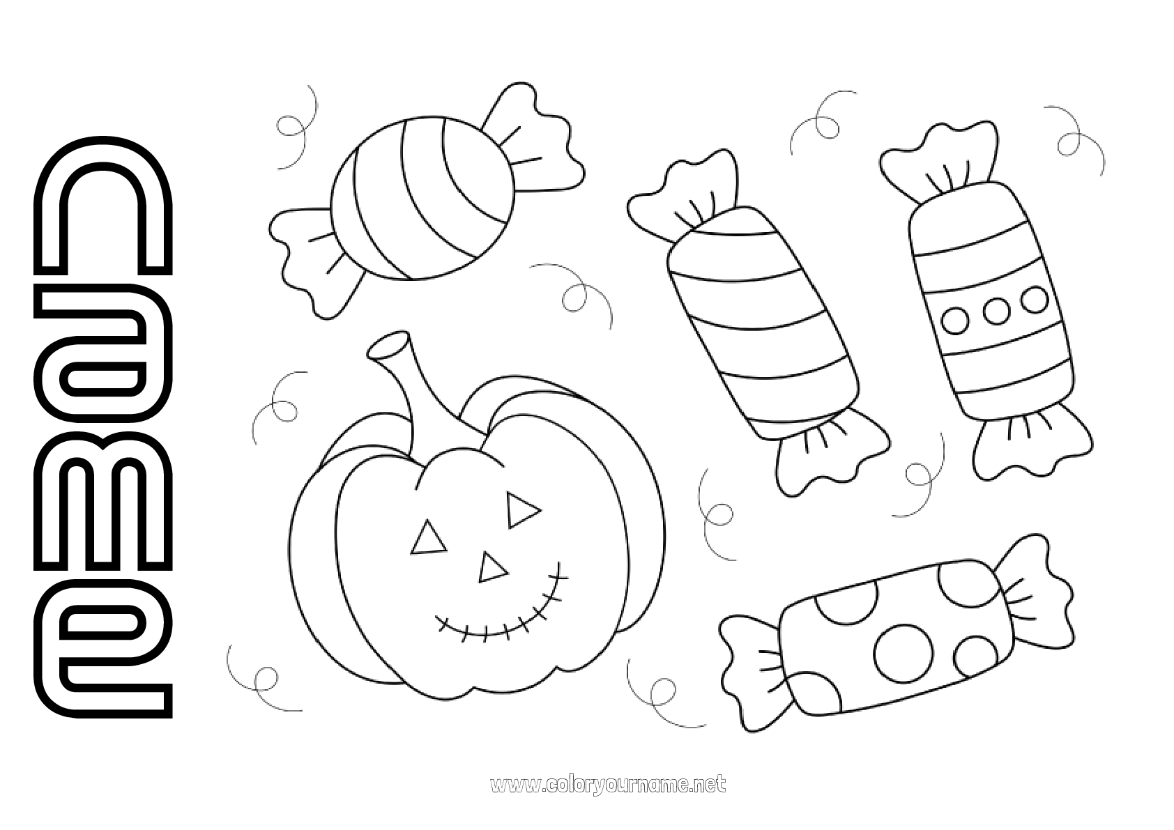 Coloring page No 3196 Sweets Pumpkin Halloween