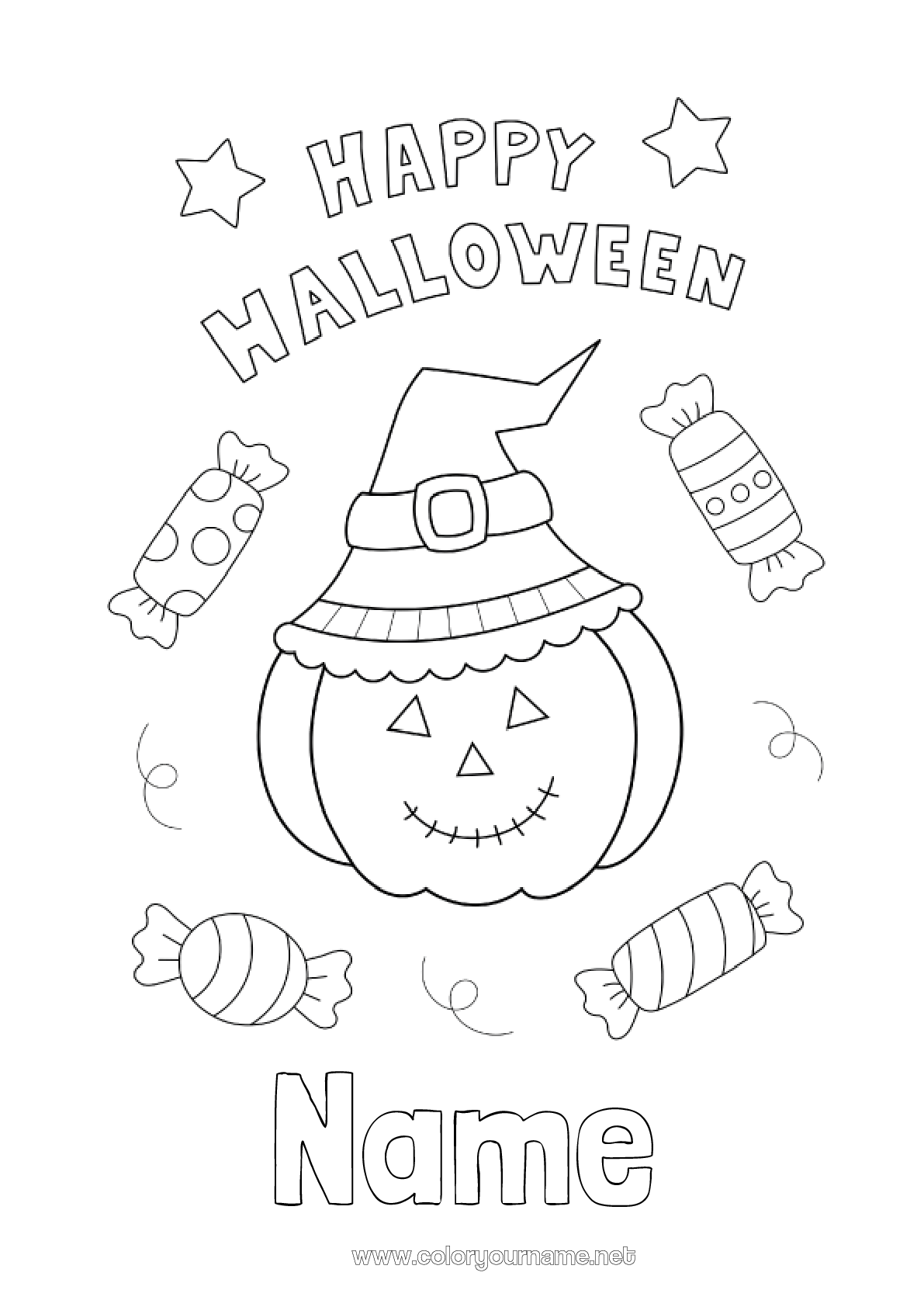 Coloring page No.3229 - Sweets Pumpkin Halloween