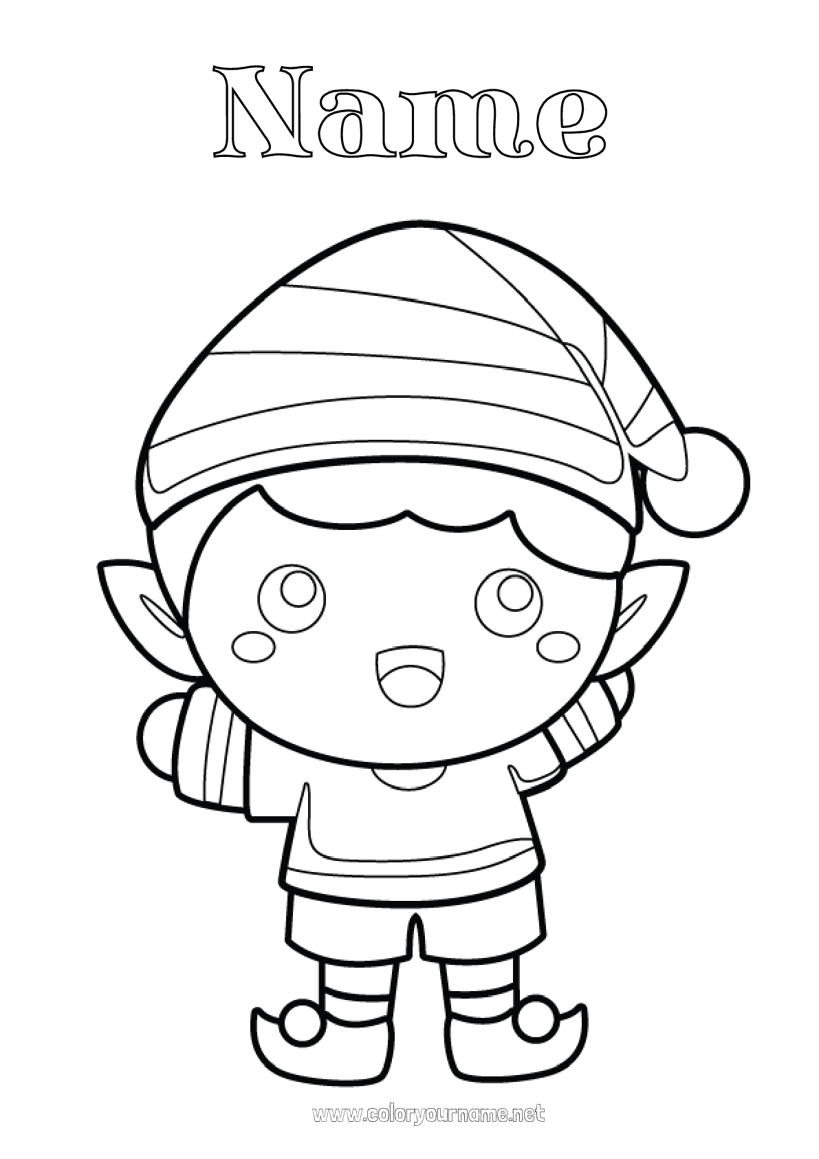 Coloring page No.3238 - Christmas elves Easy coloring pages