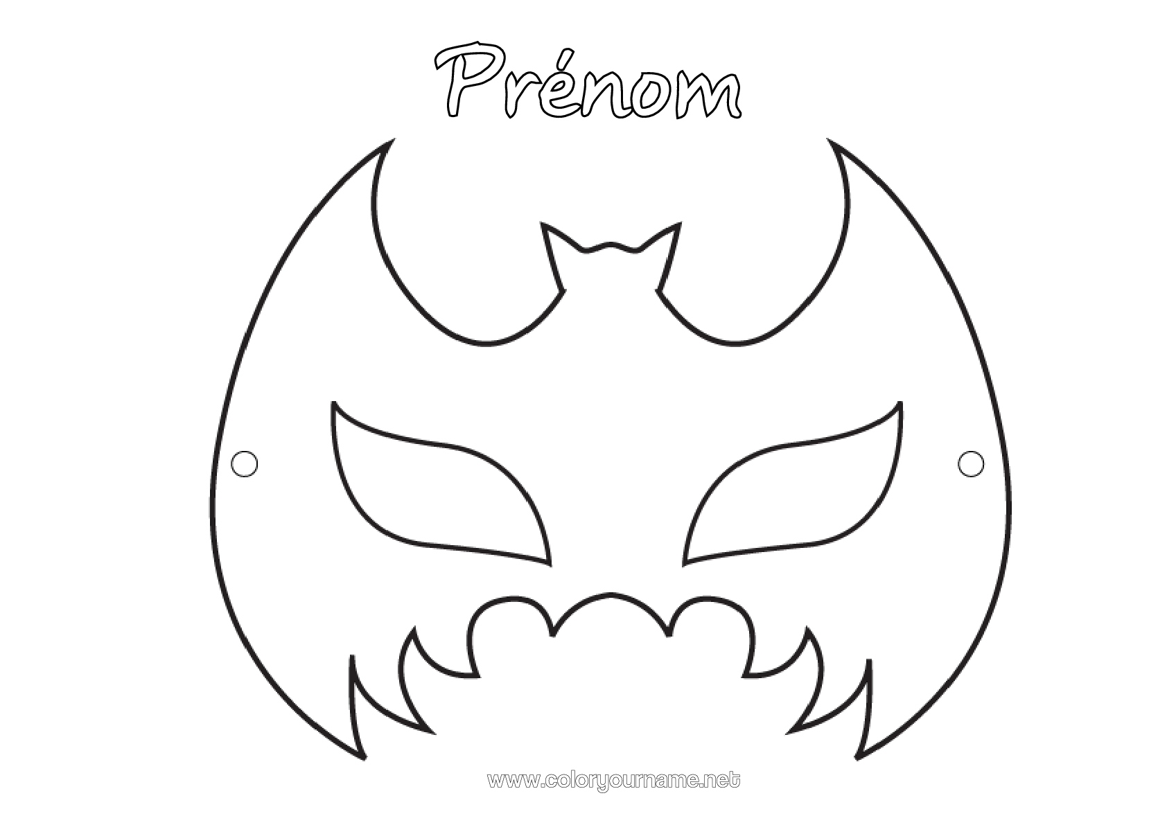 Coloriage n°3334 - Chauve-souris Masque Halloween