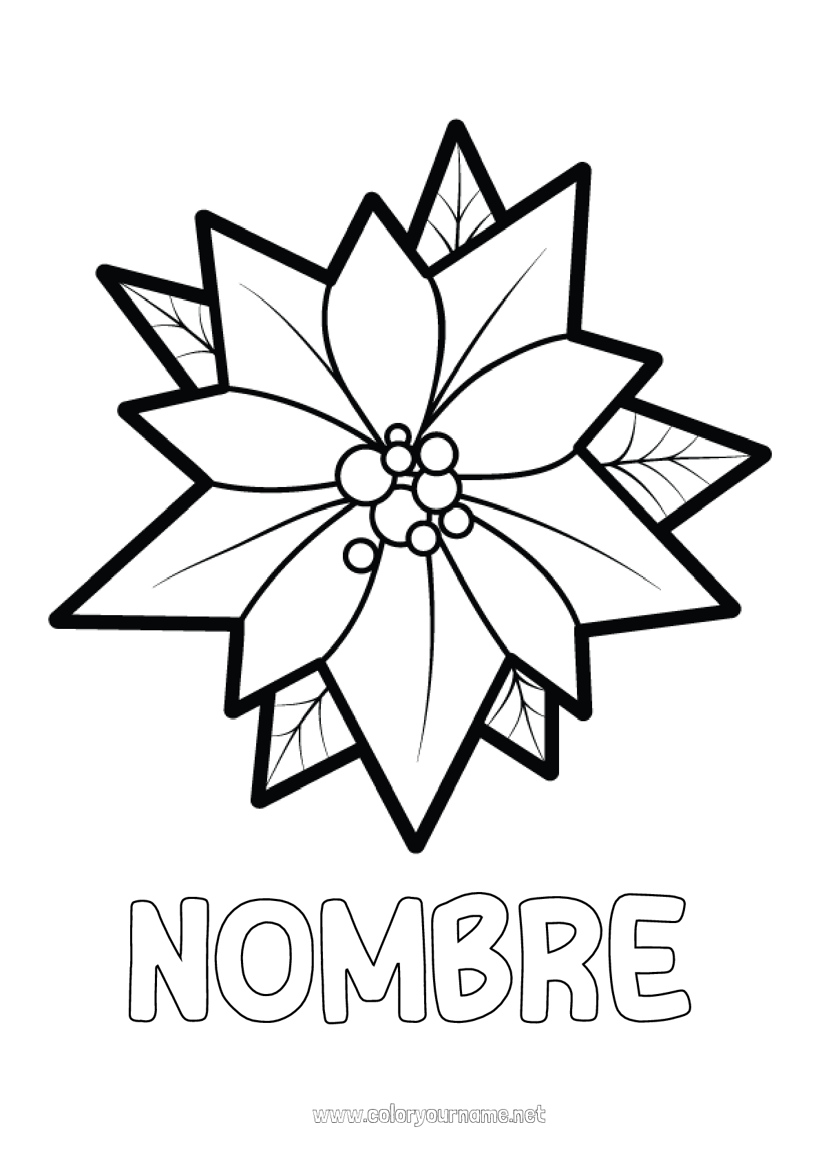 Nº de colorear 3338 - Flores Navidad Dibujos fáciles para colorear