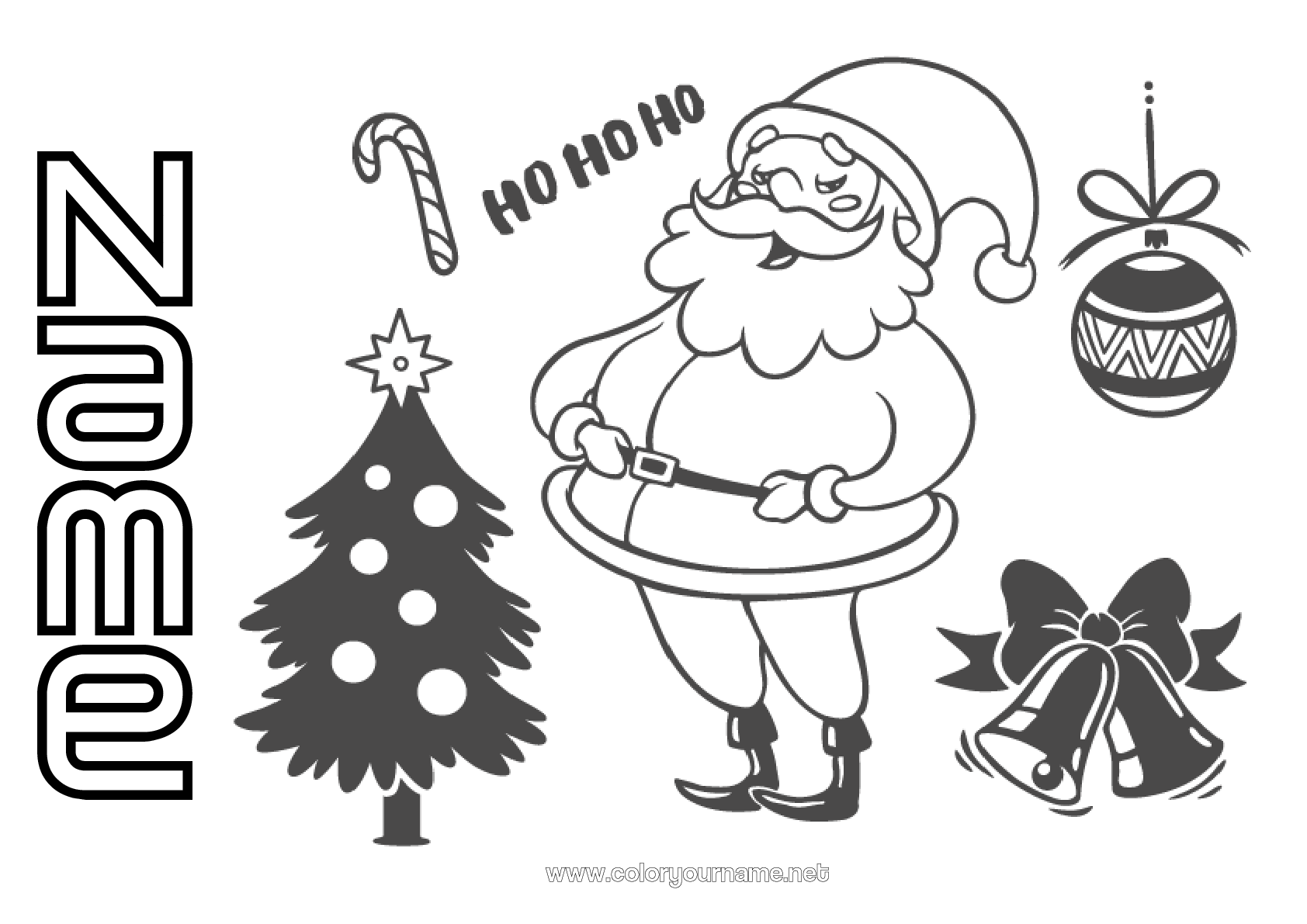 Santa Claus With Christmas Tree Coloring Pages