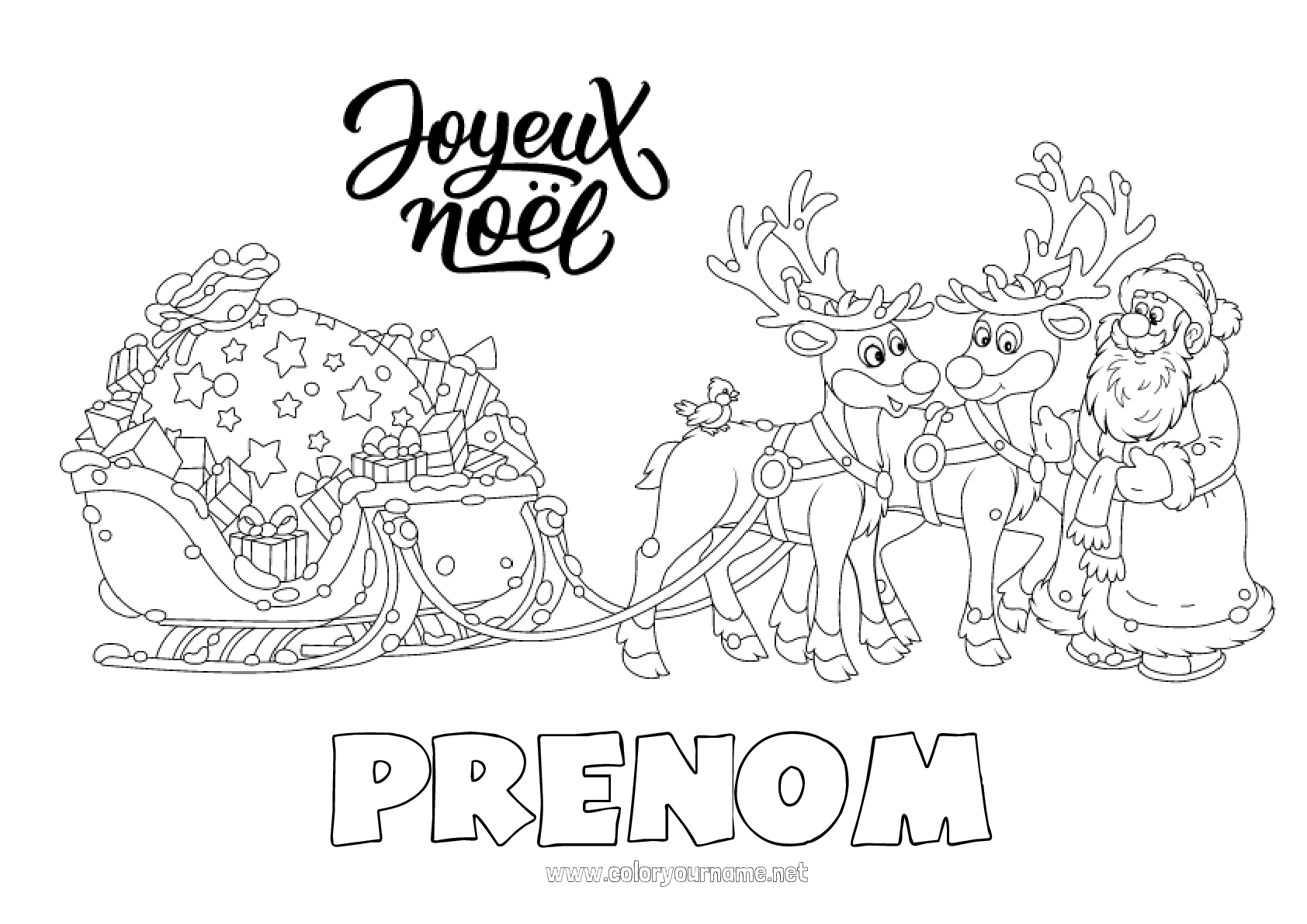 Coloriage n°337 - Cadeaux Père Noël Renne