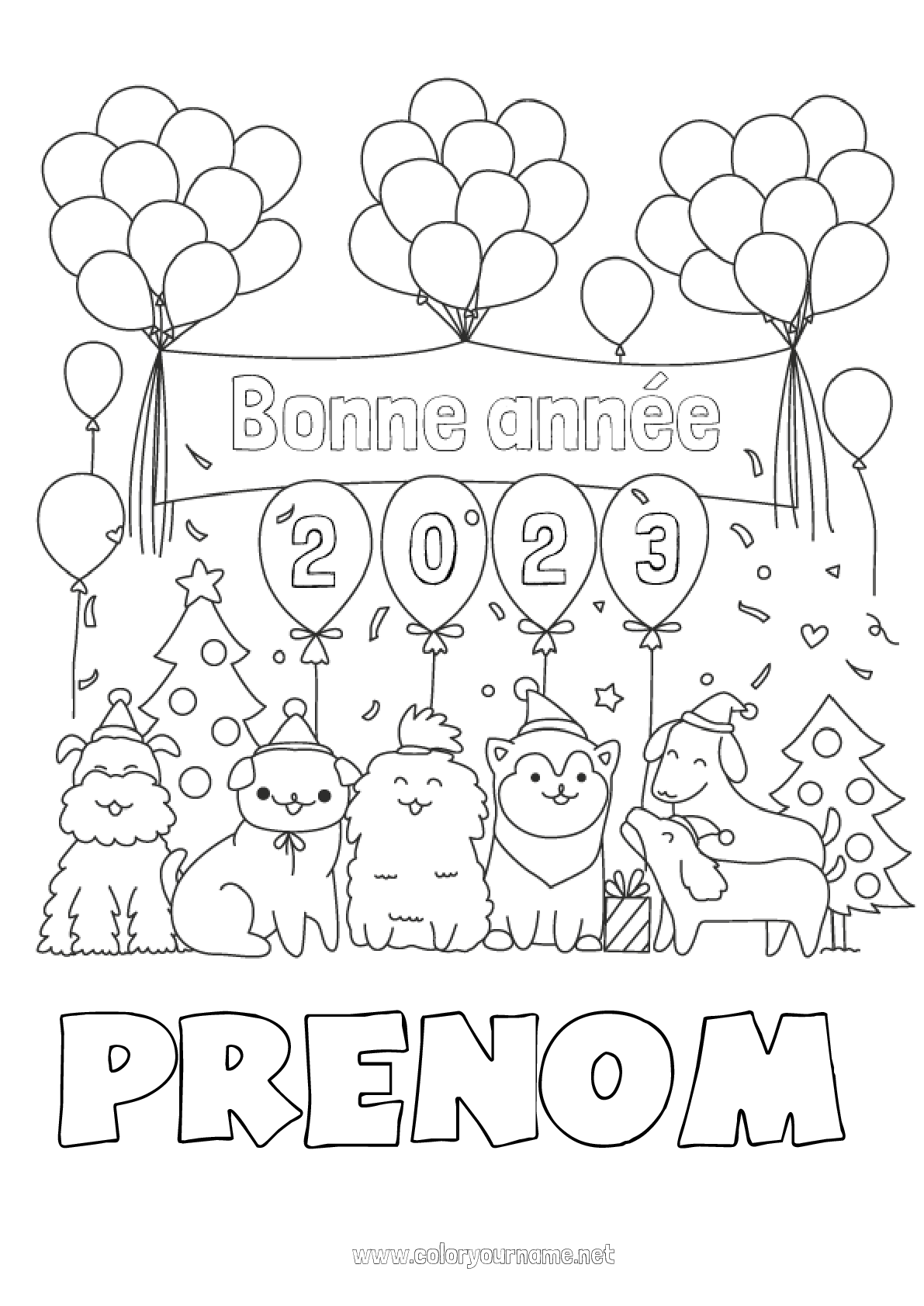 Coloriage n°338 - Ballons Fête Chien