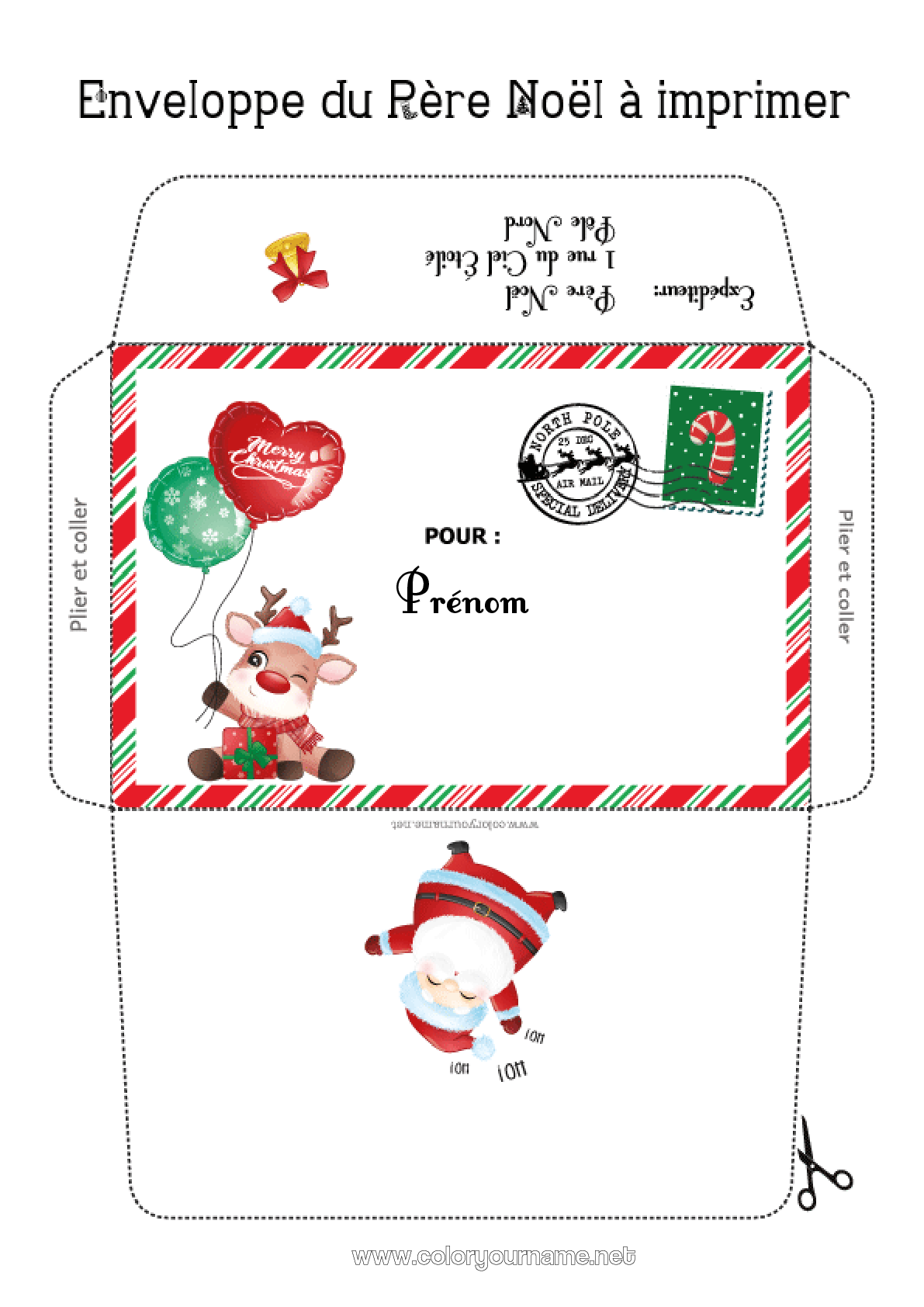 Coloriage n°3422 Père Noël Noël Enveloppe