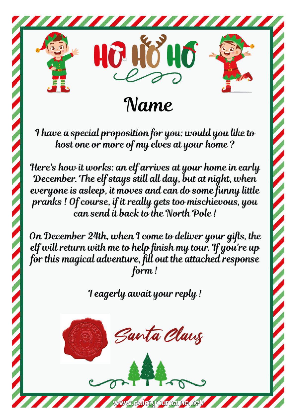 Coloring page No.3498 - Letters from prankster elves Elf Arrival Letter