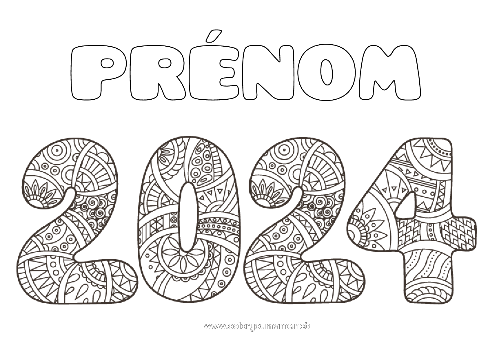 Coloriage n°3520 - Bonne année 2024