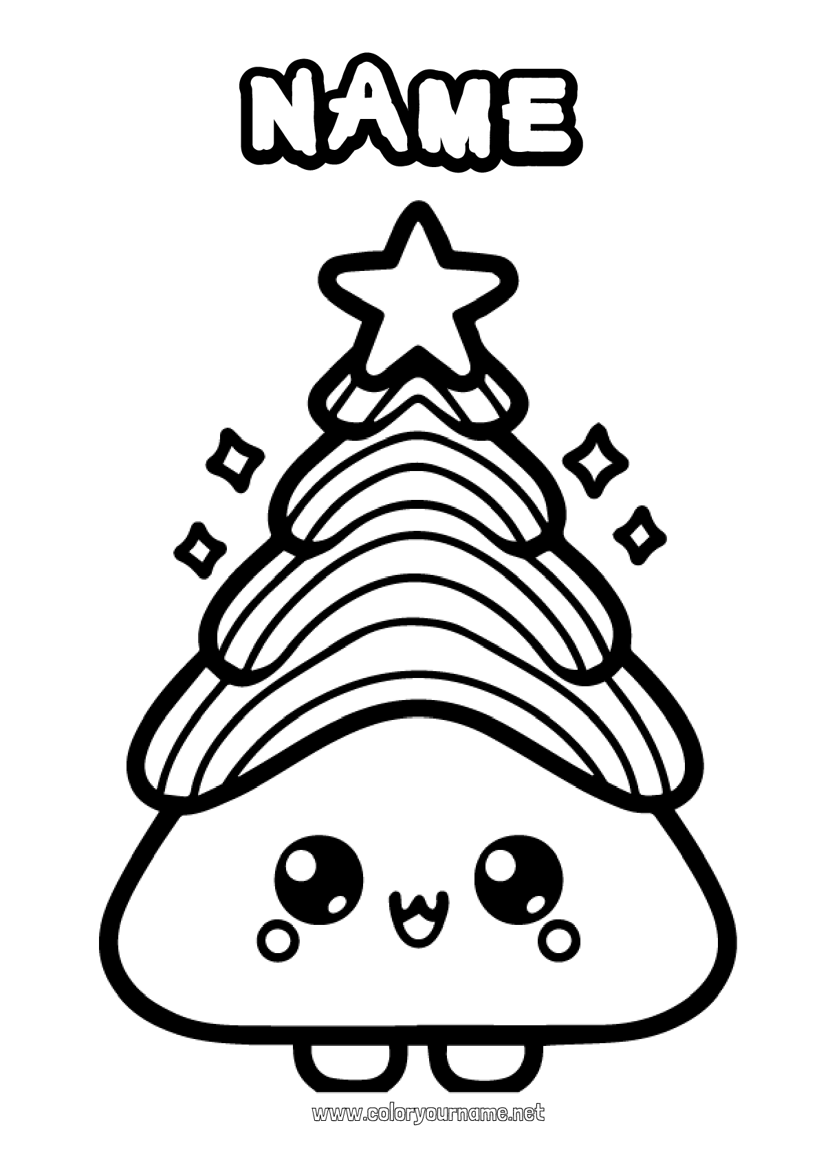 Coloring page No.3575 - Christmas tree Rainbow Easy coloring pages