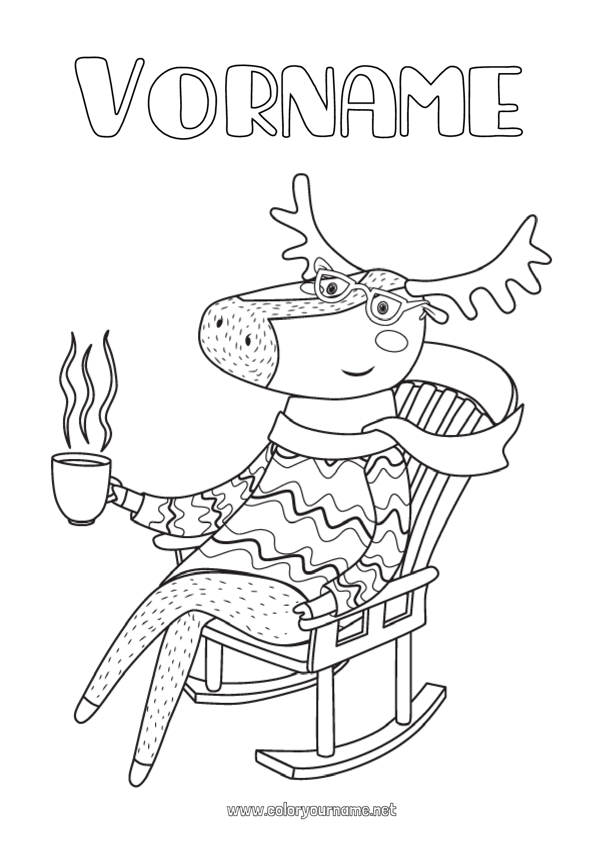 Malvorlage Nr.3631 - Rentier Tier Getränk