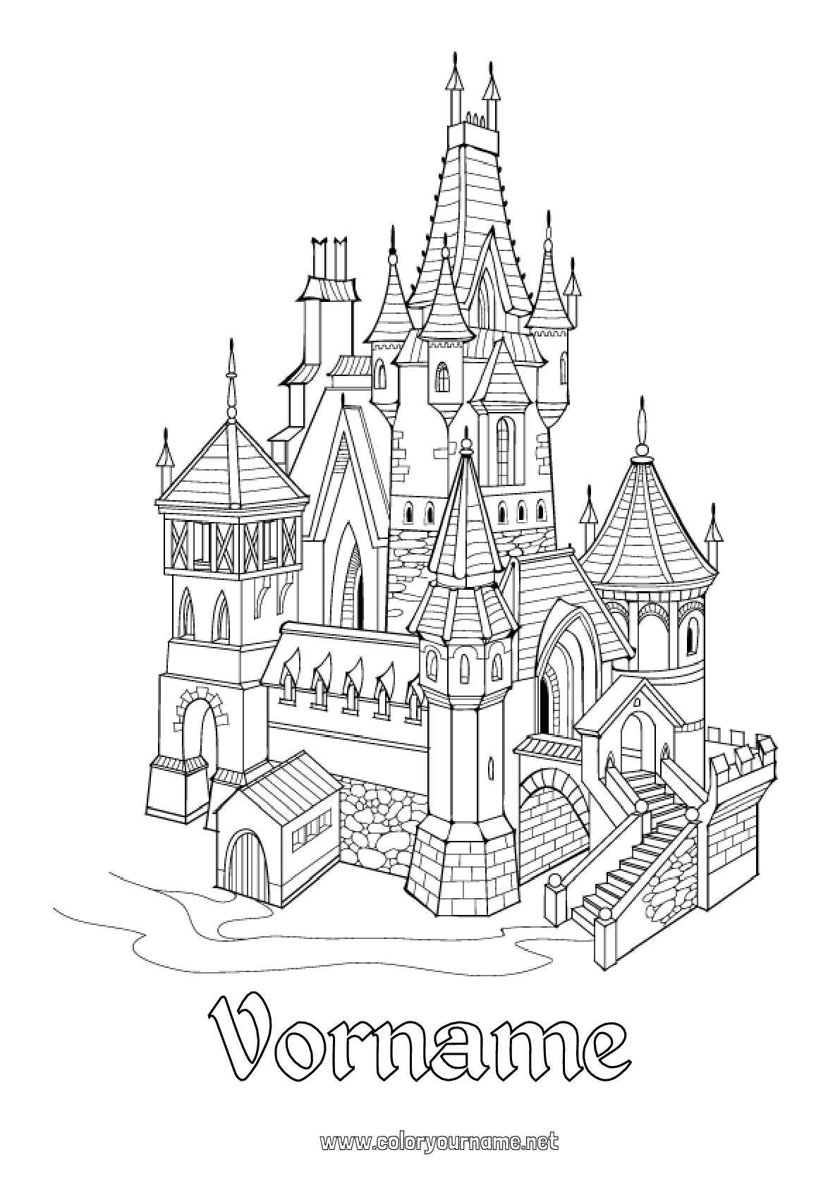  Malvorlage Nr.3673 - Burg Märchen Motiv 