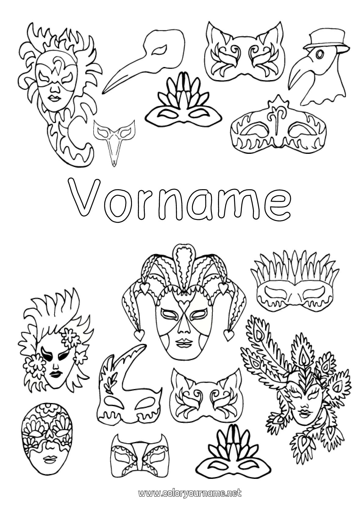  Malvorlage Nr.3715 - Maske Karneval Karnevalsdienstag Illustration 