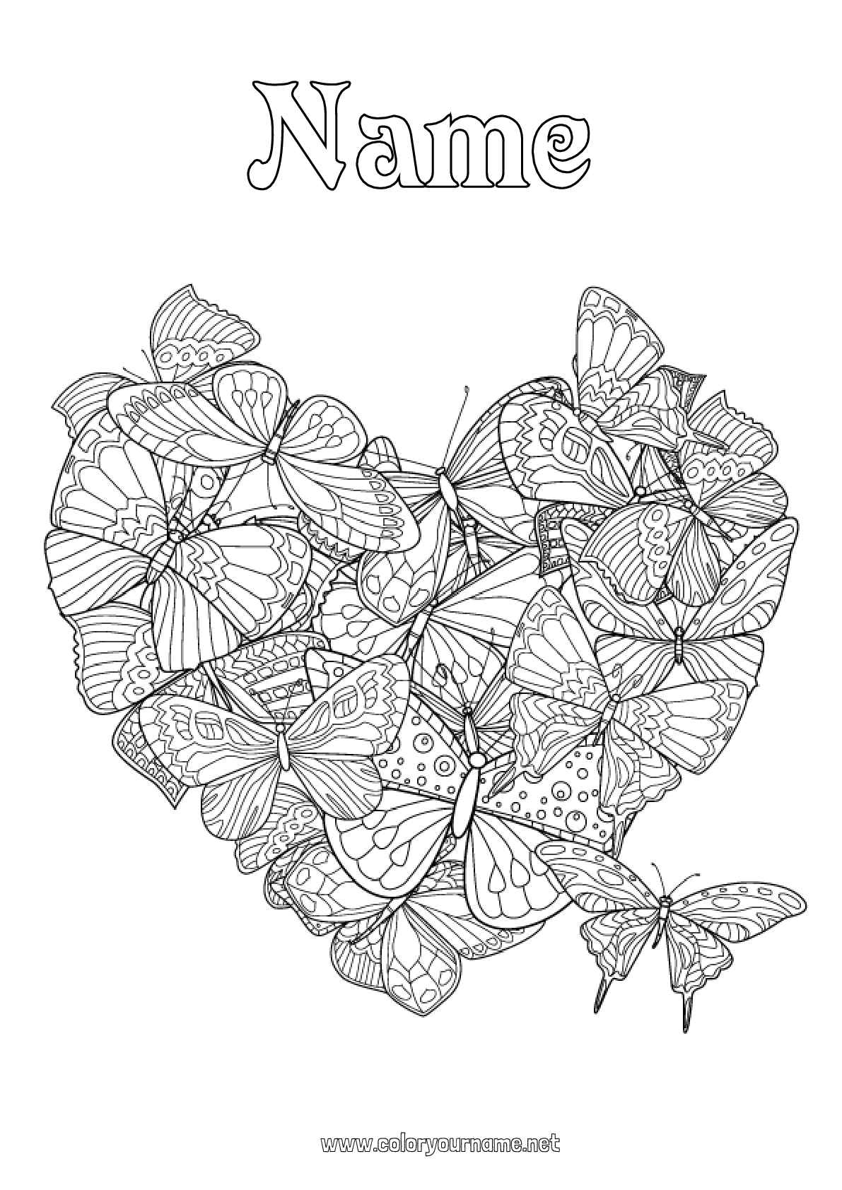 Coloring page No.3736 - Heart Butterfly Animal