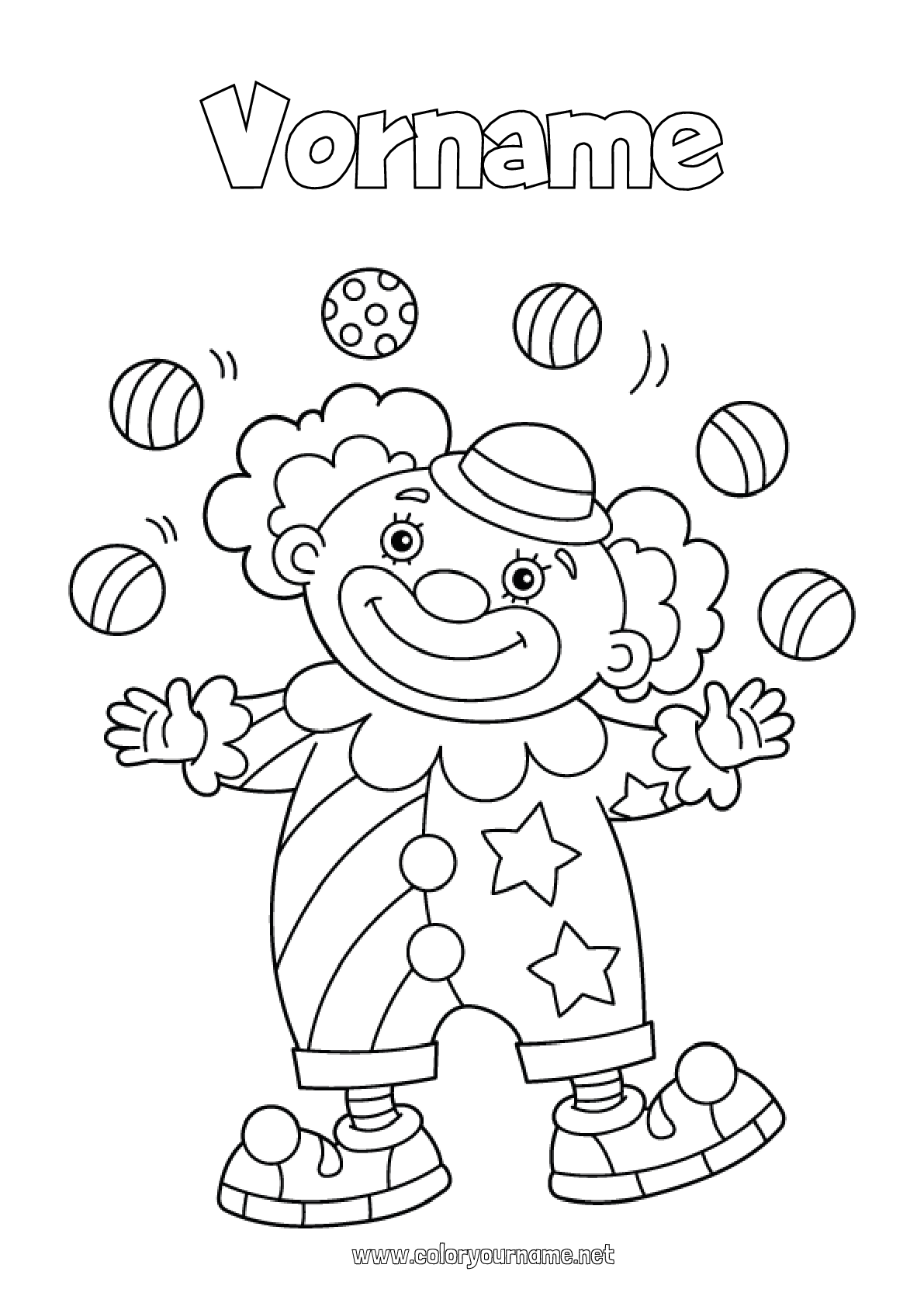  Foto zu Malvorlage Nr.3771 - Clown Einfache Ausmalbilder Zirkus 