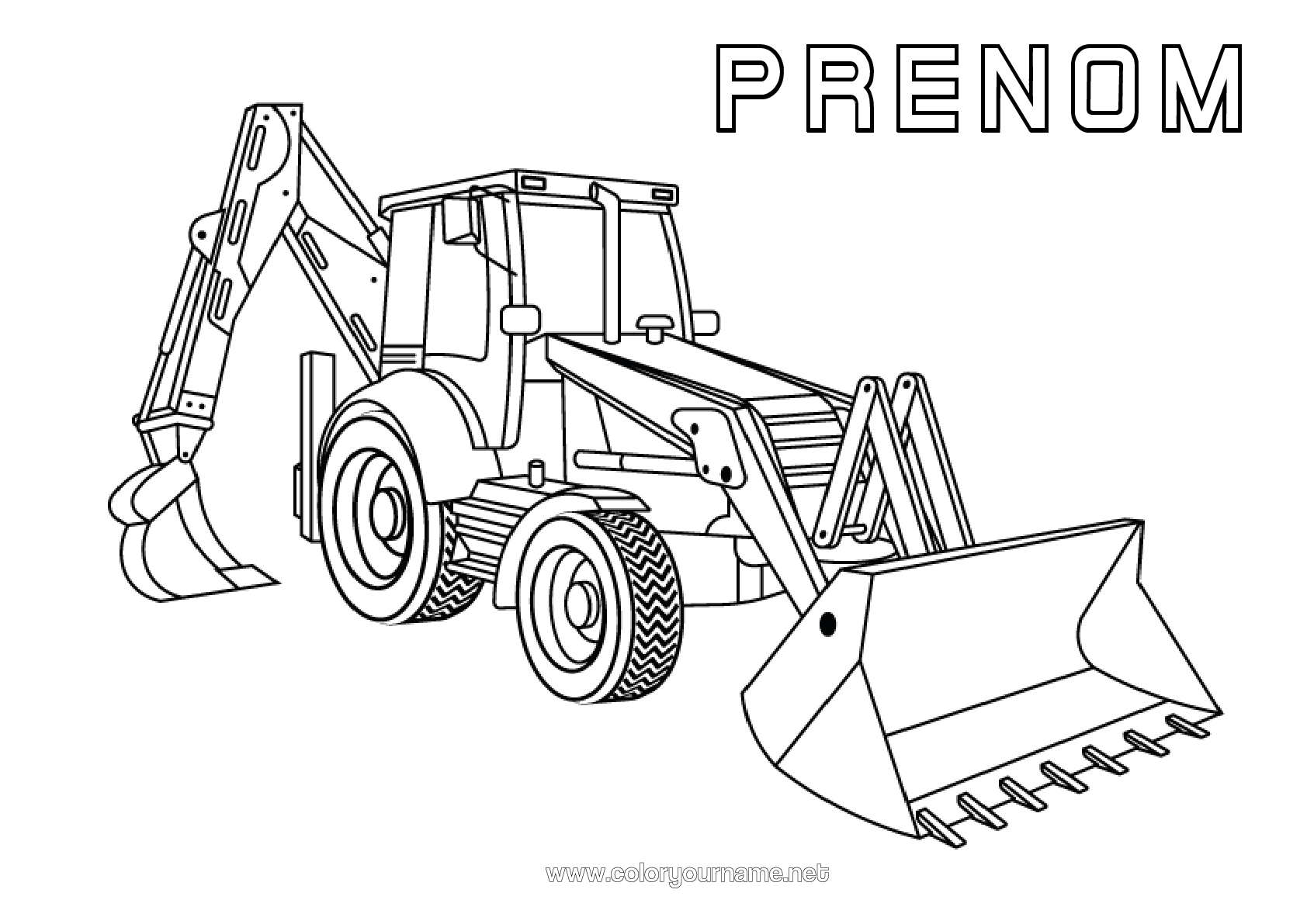 Coloriage n°3818 - Véhicules Engins de chantier Tractopelle