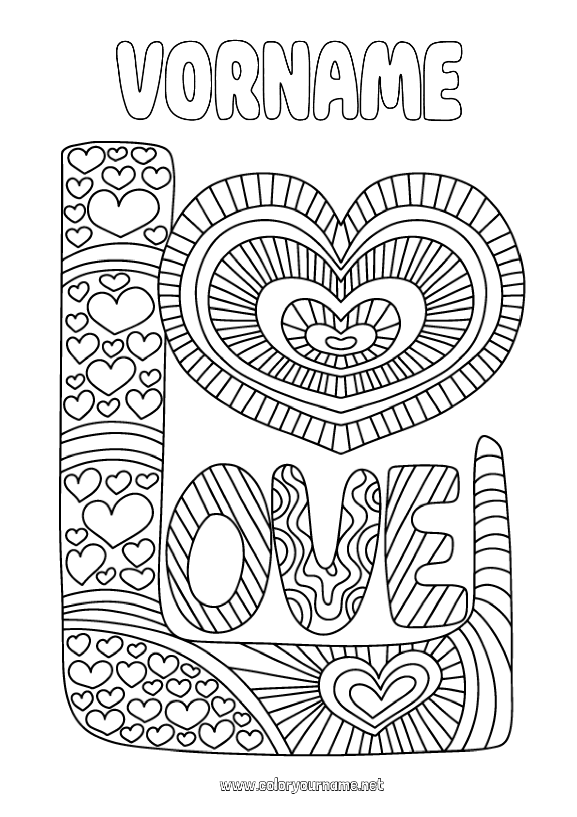  Malvorlage Nr.3847 - Ich liebe dich Valentinstag "Liebes" Nachricht Motiv 