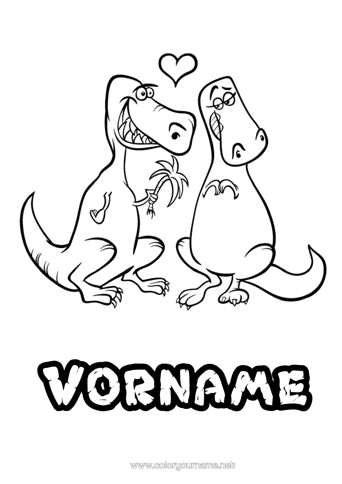 Malvorlage Nr.3854 - Herz Dinosaurier Tier