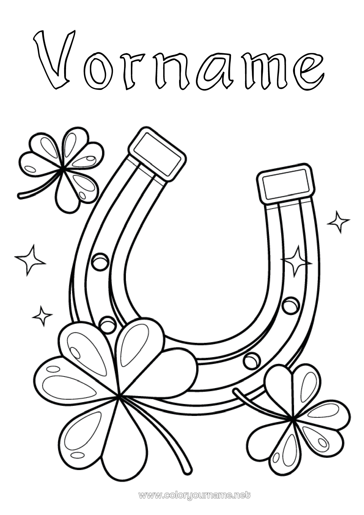  Malvorlage Nr.3979 - Glück Kleeblatt Hufeisen 