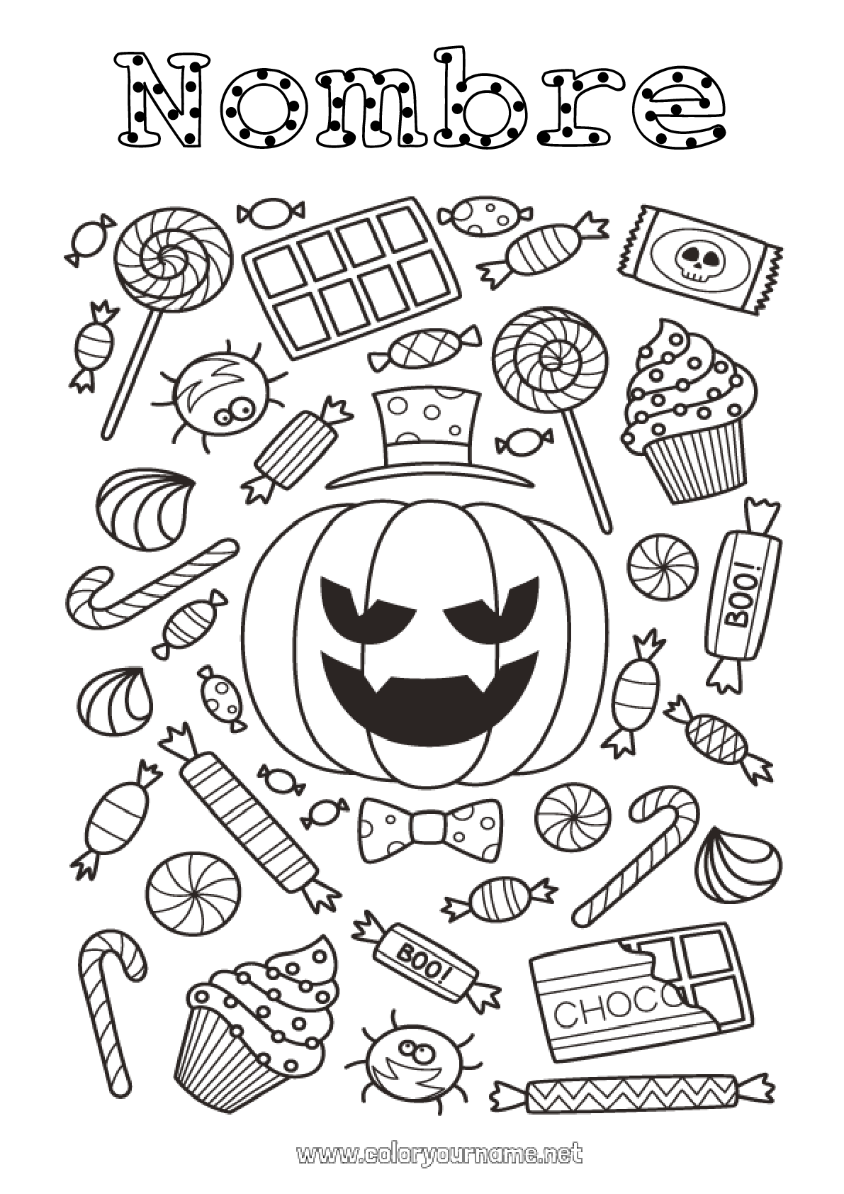 Nº de colorear 39 - Caramelos Calabaza Halloween Nº de colorear 39 - Caramelos Calabaza Halloween
