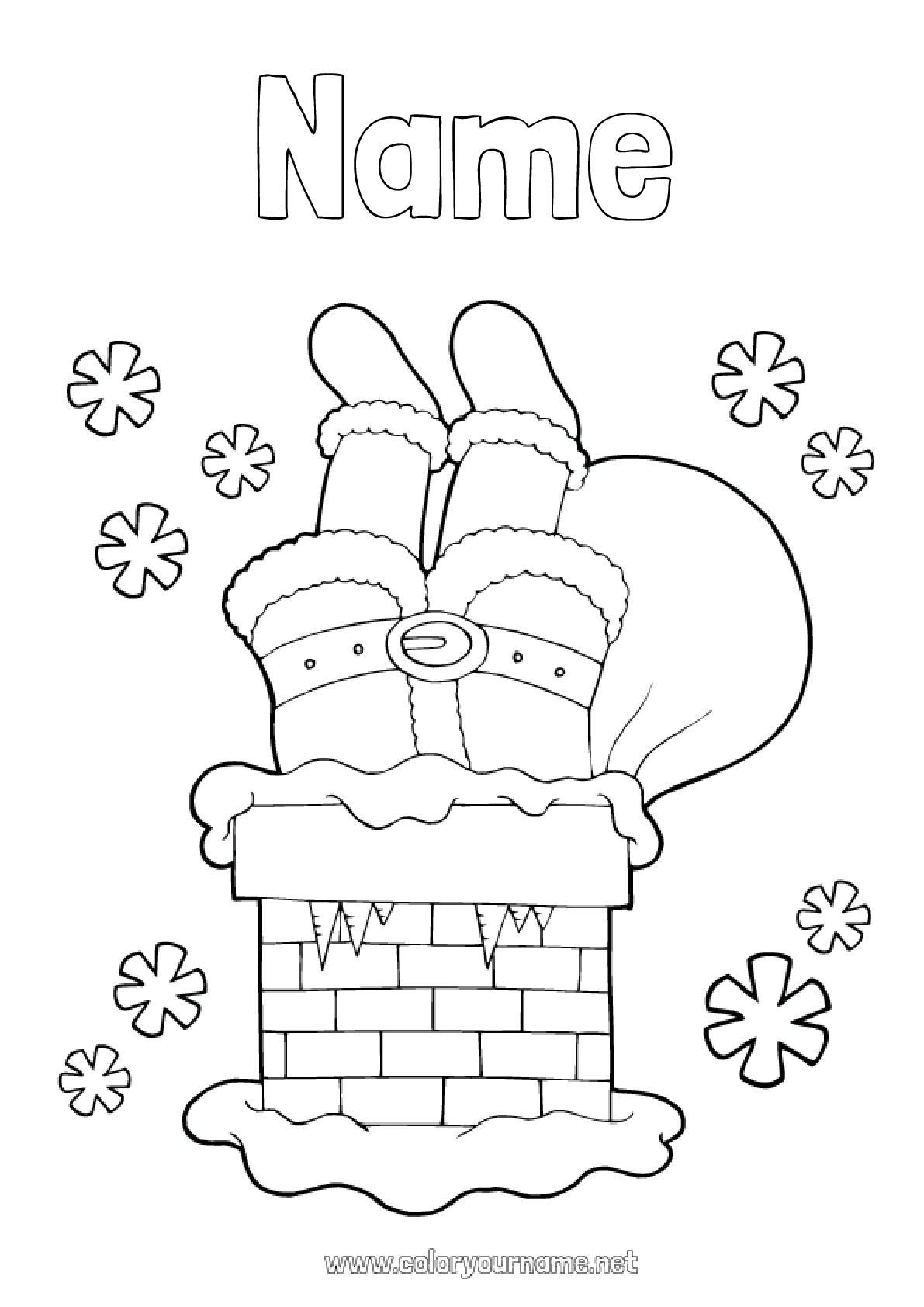 Coloring page No.403 - Santa Claus Christmas Chimney