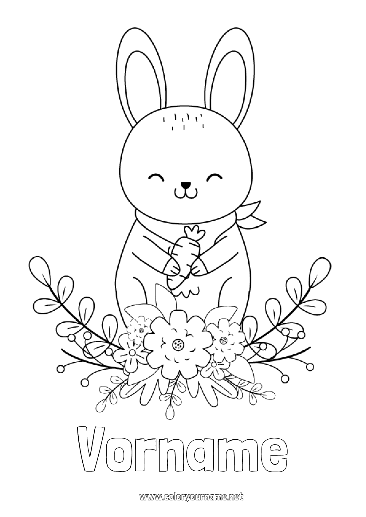 Malvorlage Nr.4064 - Blumen Frühling Hase