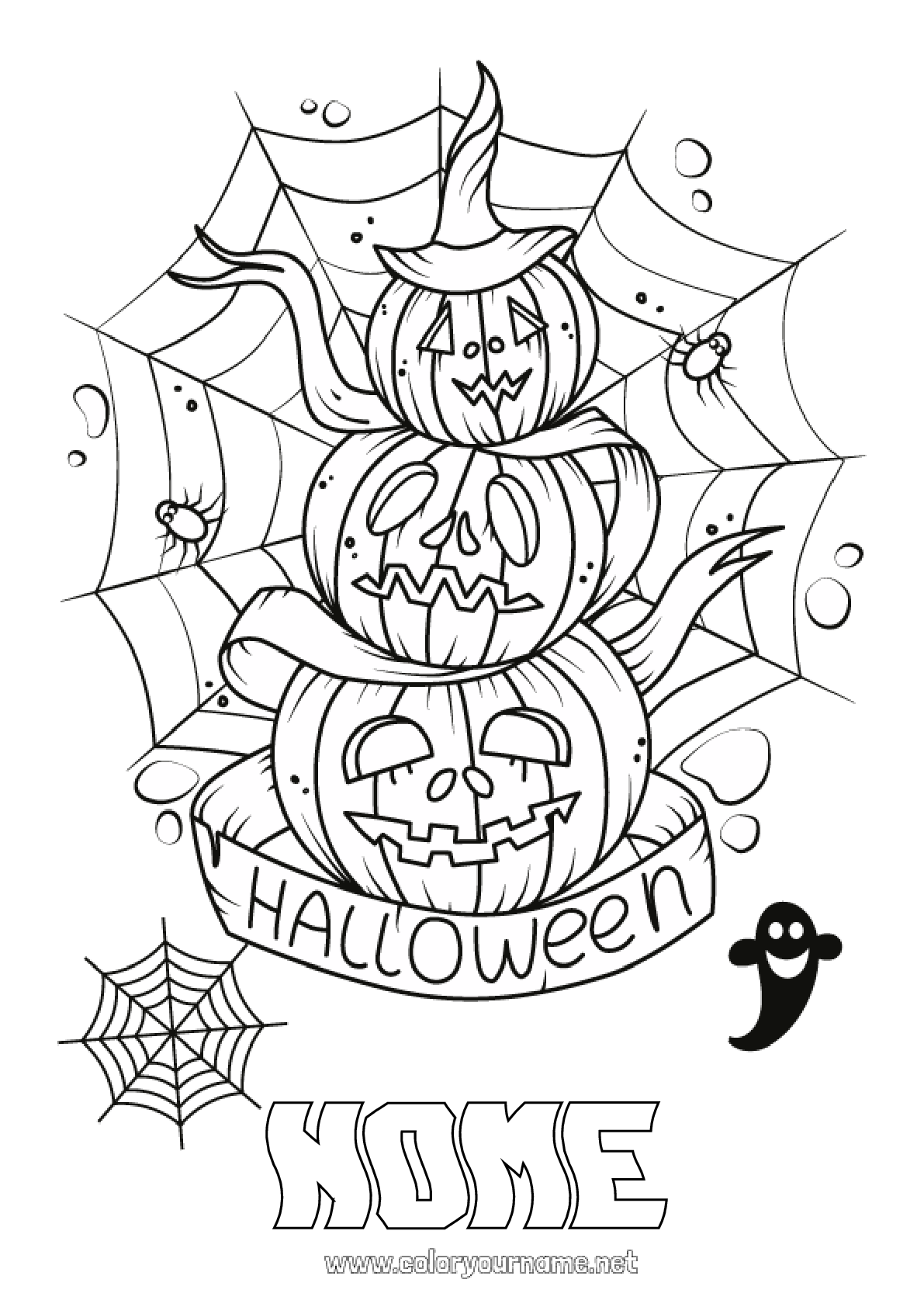 Pagina da colorare n.40 - Zucca Ragno Halloween