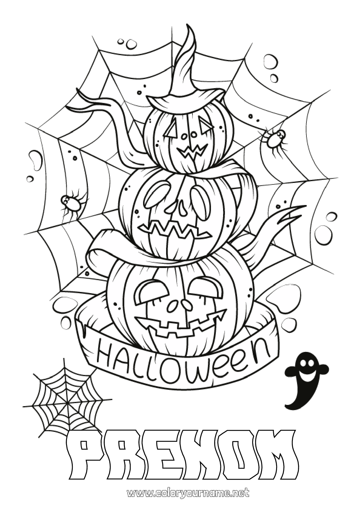 Coloriage n°40 - Citrouille Araignée Halloween