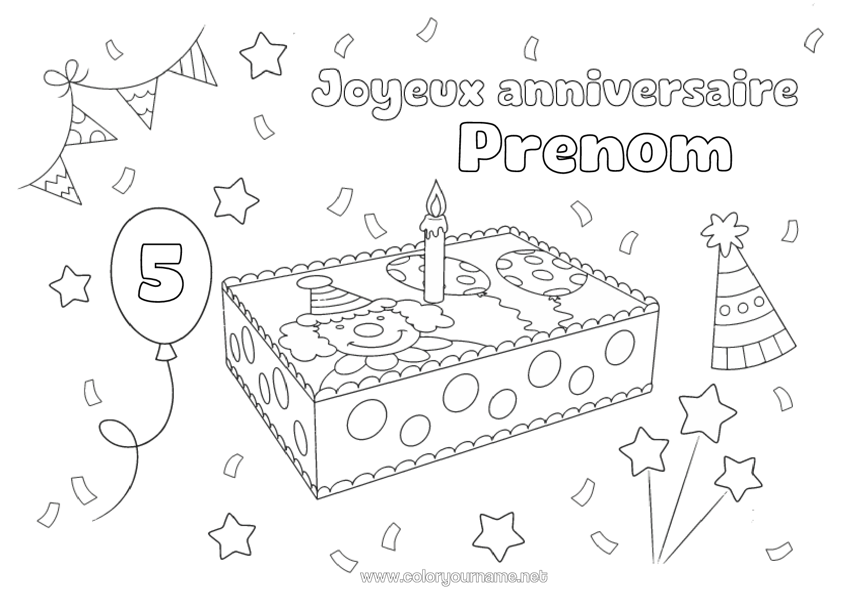 Coloriage n°4164 - Gâteau Anniversaire Clown