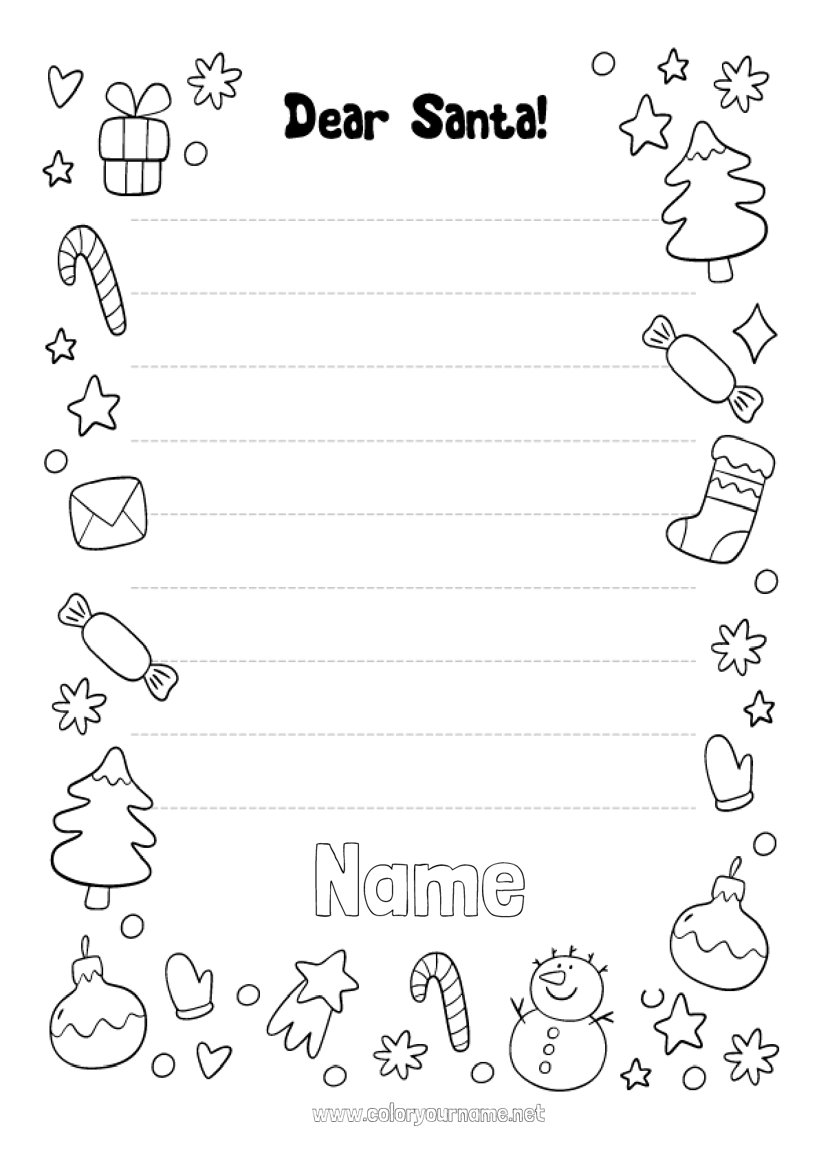 Coloring page No.418 Christmas Letter to Santa Claus