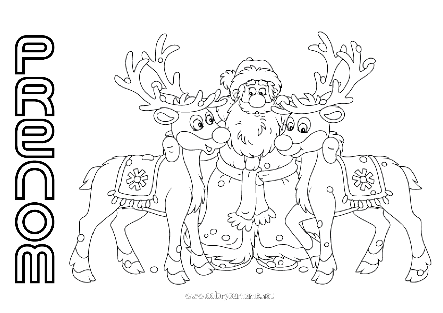 Coloriage n°427 Père Noël Renne Noël