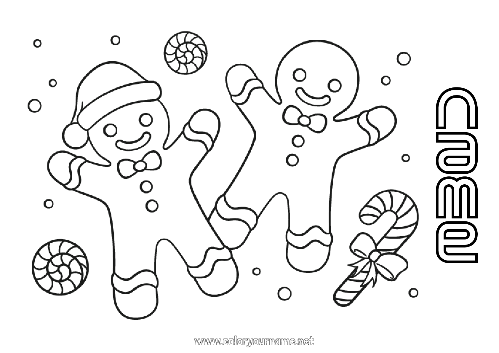 Christmas Gingerbread Coloring - Moncoloriage 428 Name 2