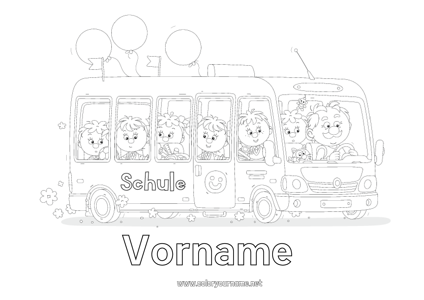 Malvorlage Nr.4310 - Fahrzeuge Bus, Auto Schule Bildidee 