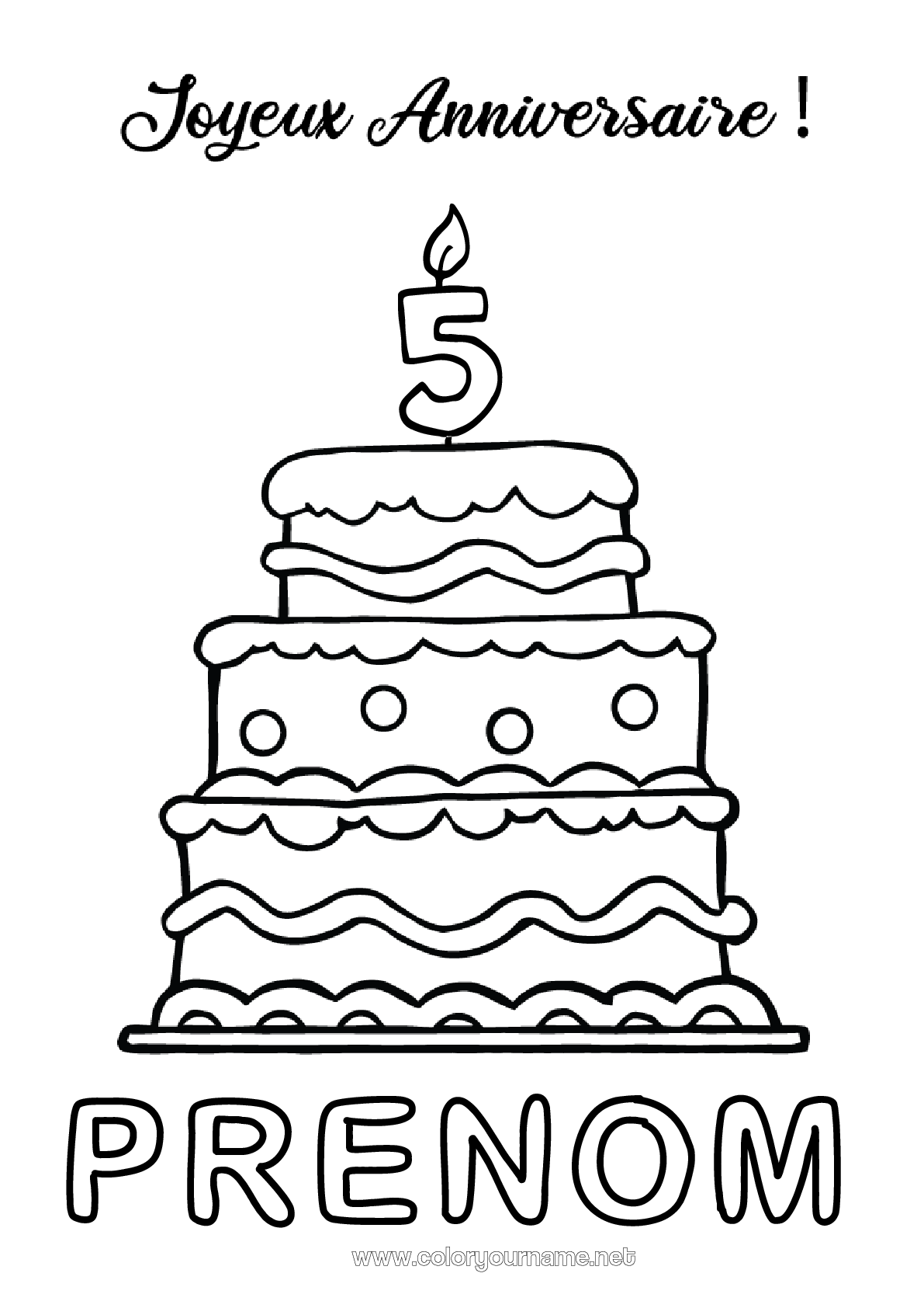 Joyeux Anniversaire Coloriage Anniversaire Coloriage n°43 - Bougie Gâteau Anniversaire