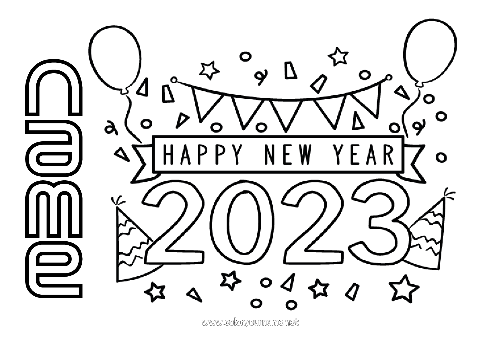 Coloring page No.455 Happy new year Christmas wreath