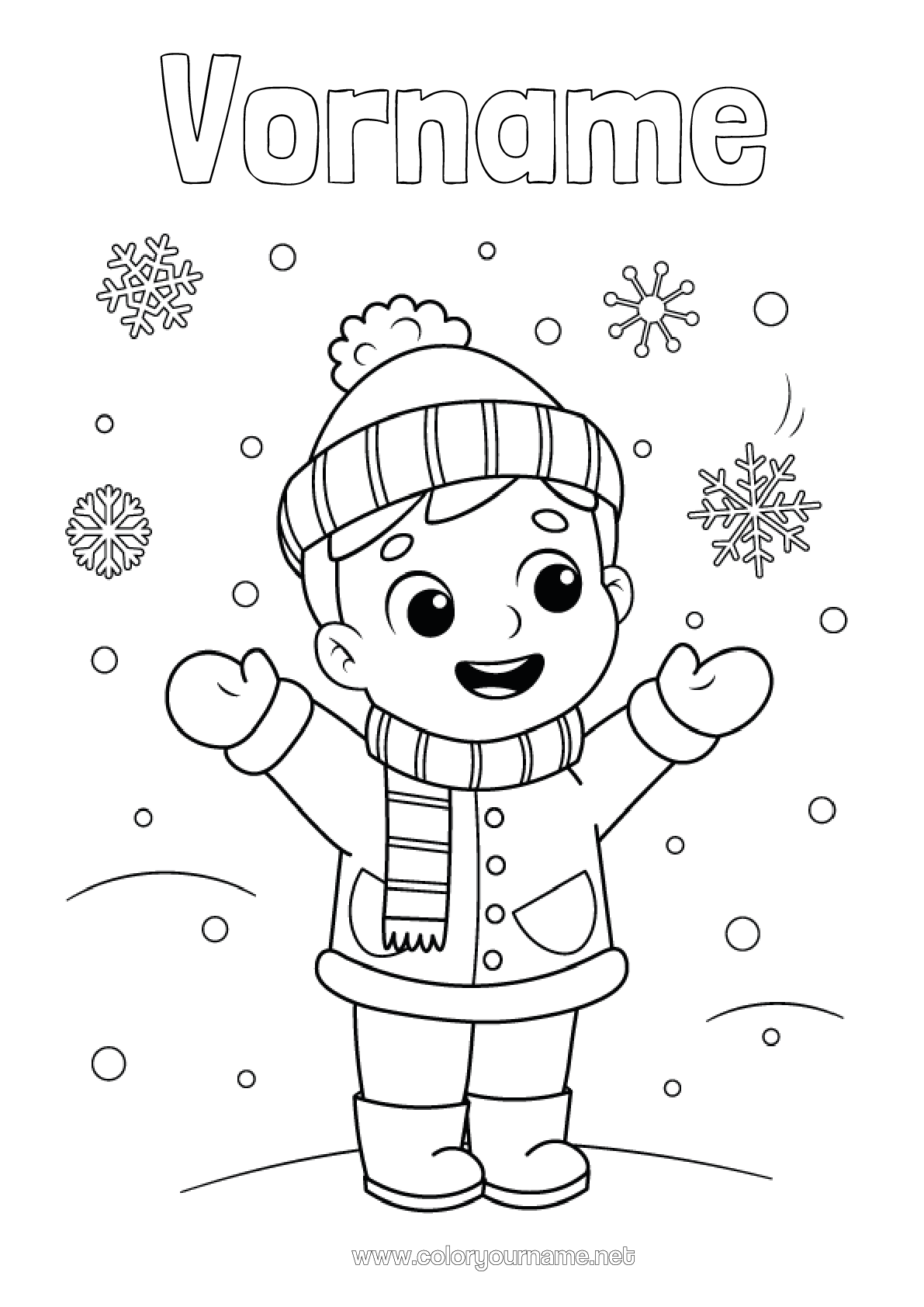 Malvorlage Nr.554 - Schnee Winter Junge