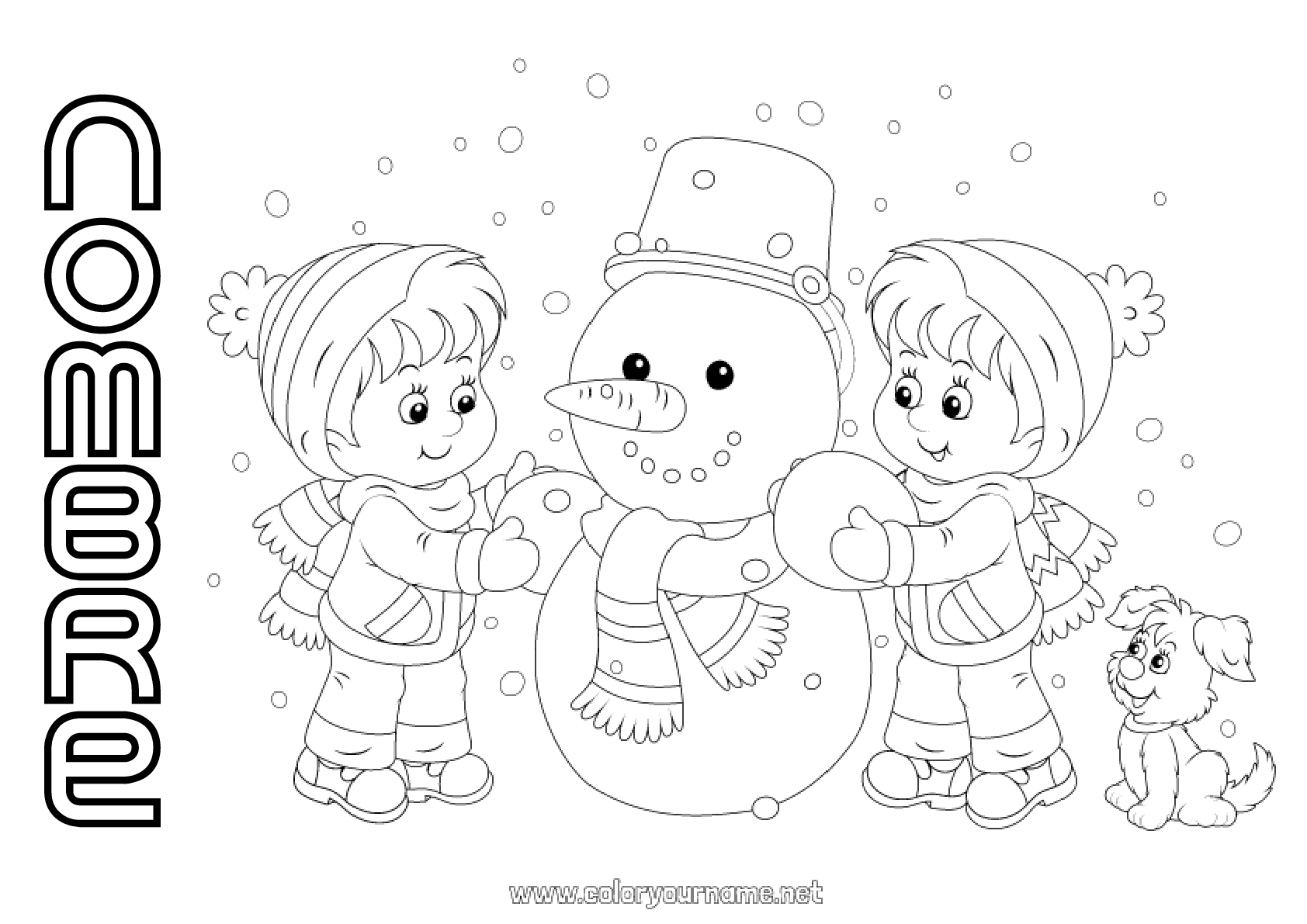 Nº de colorear 566 - Nieve Invierno Muñeco de nieve Nº de colorear 566 - Nieve Invierno Muñeco de nieve