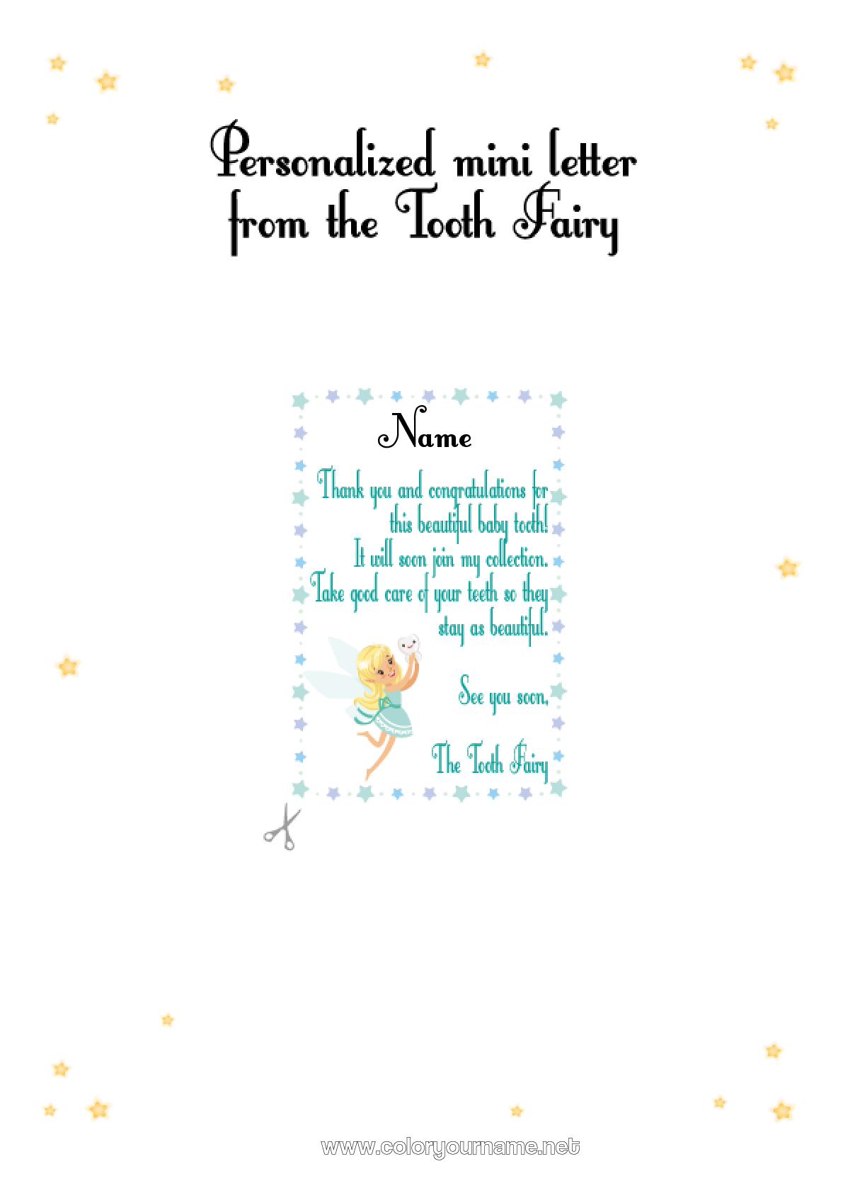 Tooth Fairy Letter Printables