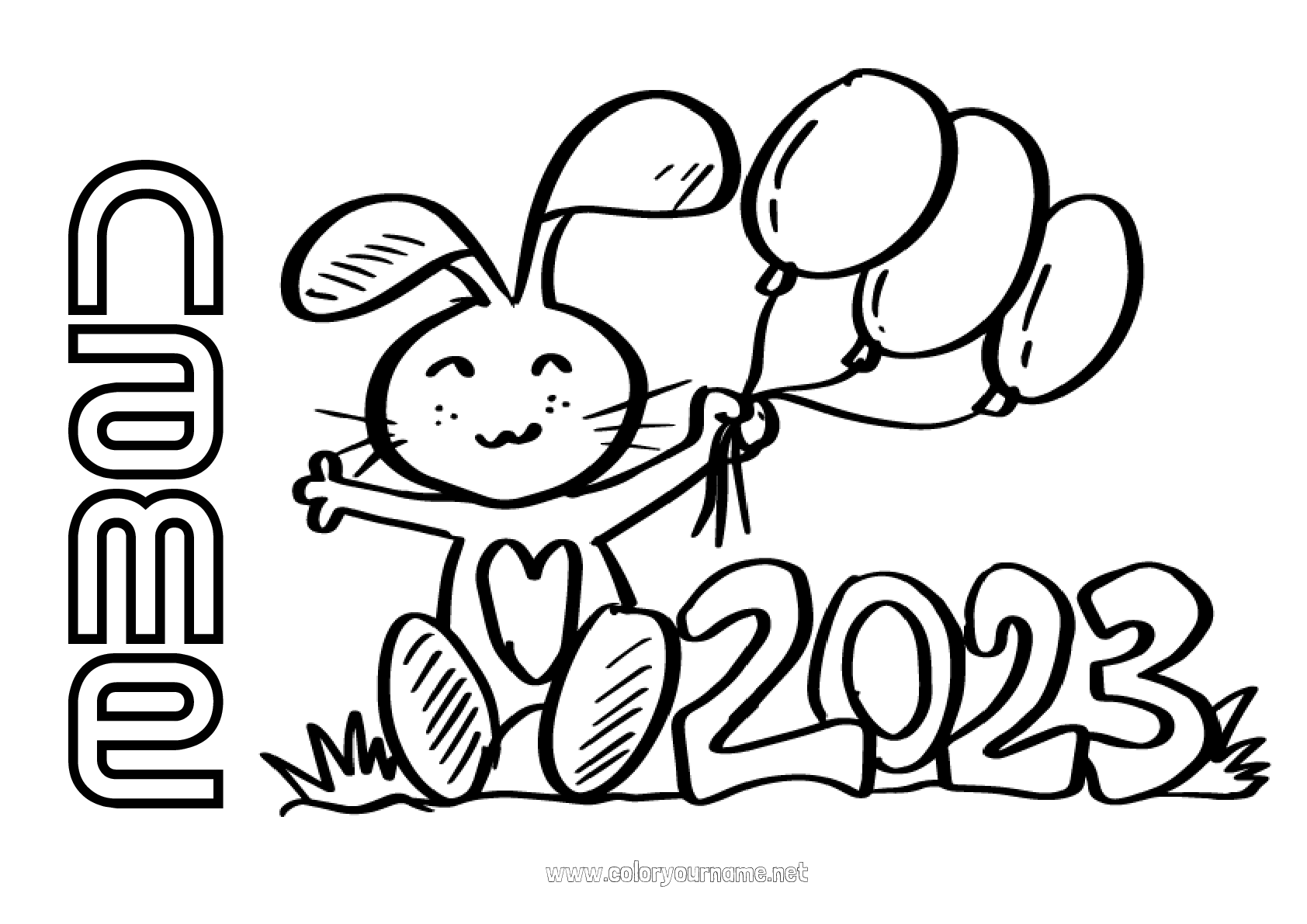 Coloring Page No 614 Bunny 2023 Chinese New Year
