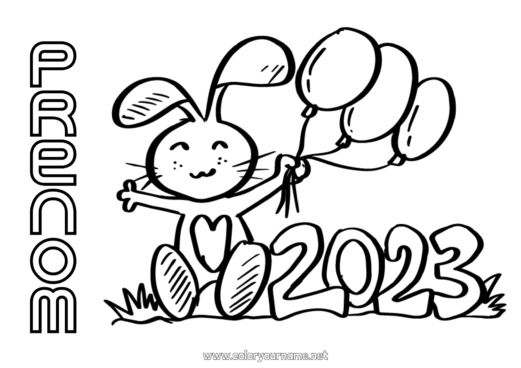 Coloriage Nouvel An Chinois 2023 Coloriage n°606 - Lapin 2023 Nouvel An chinois