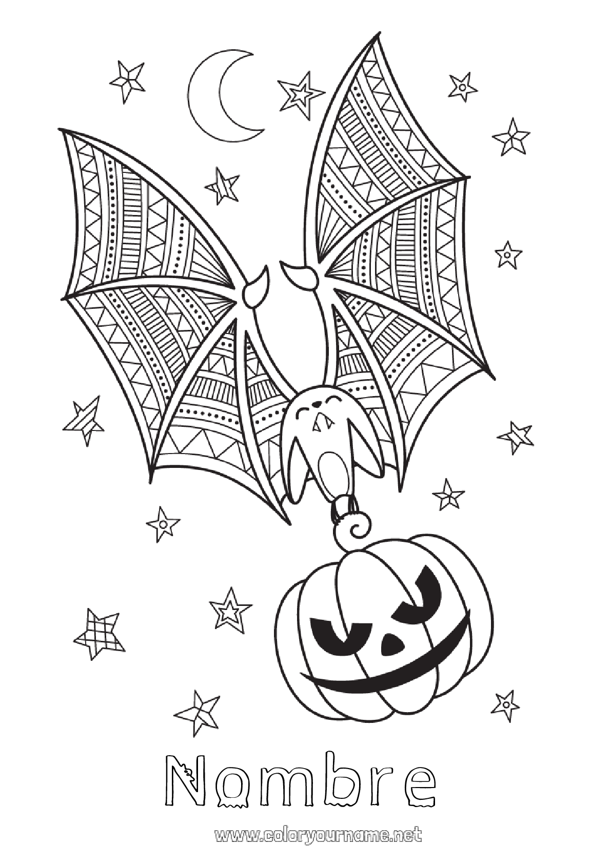 Nº de colorear 60 - Murciélago Calabaza Halloween Nº de colorear 60 - Murciélago Calabaza Halloween